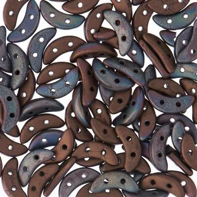 10mm Jet Matte Bronze Vega 2-Hole Crescent CzechMates Czech Glass Beads