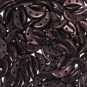 10mm Metallic Suede Dark Plum 2-Hole Crescent CzechMates Czech Glass Beads