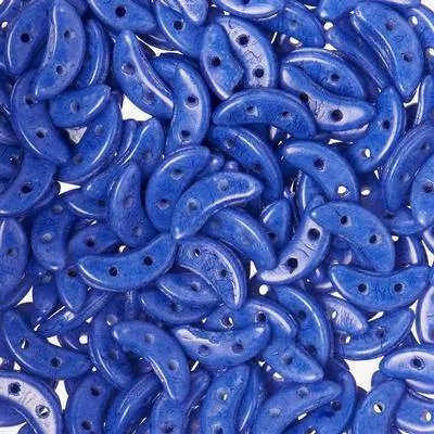 10mm Opaque Snorkel Blue 2-Hole Crescent CzechMates Czech Glass Beads