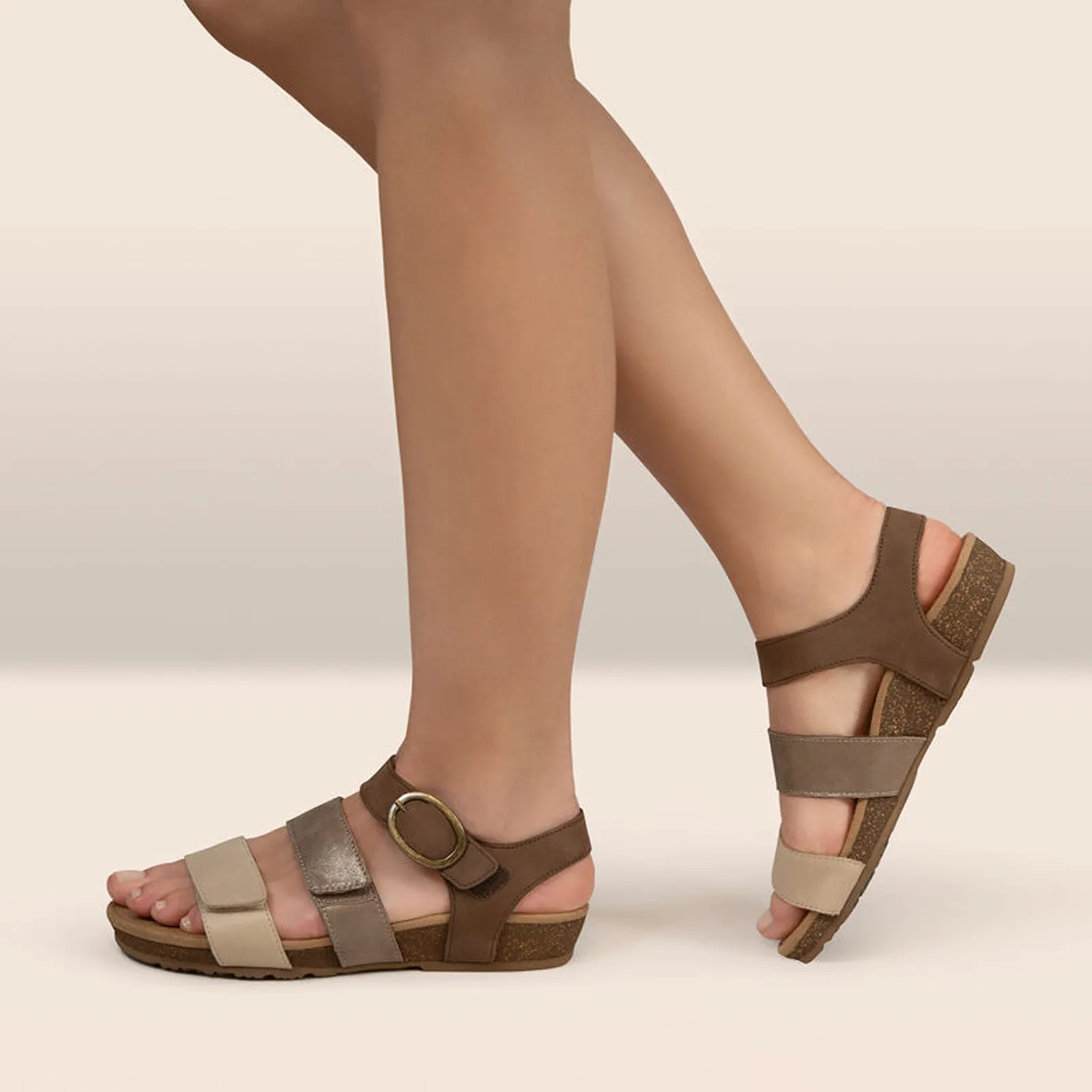 Aetrex Lilly Backstrap Sandal (Women) - Taupe