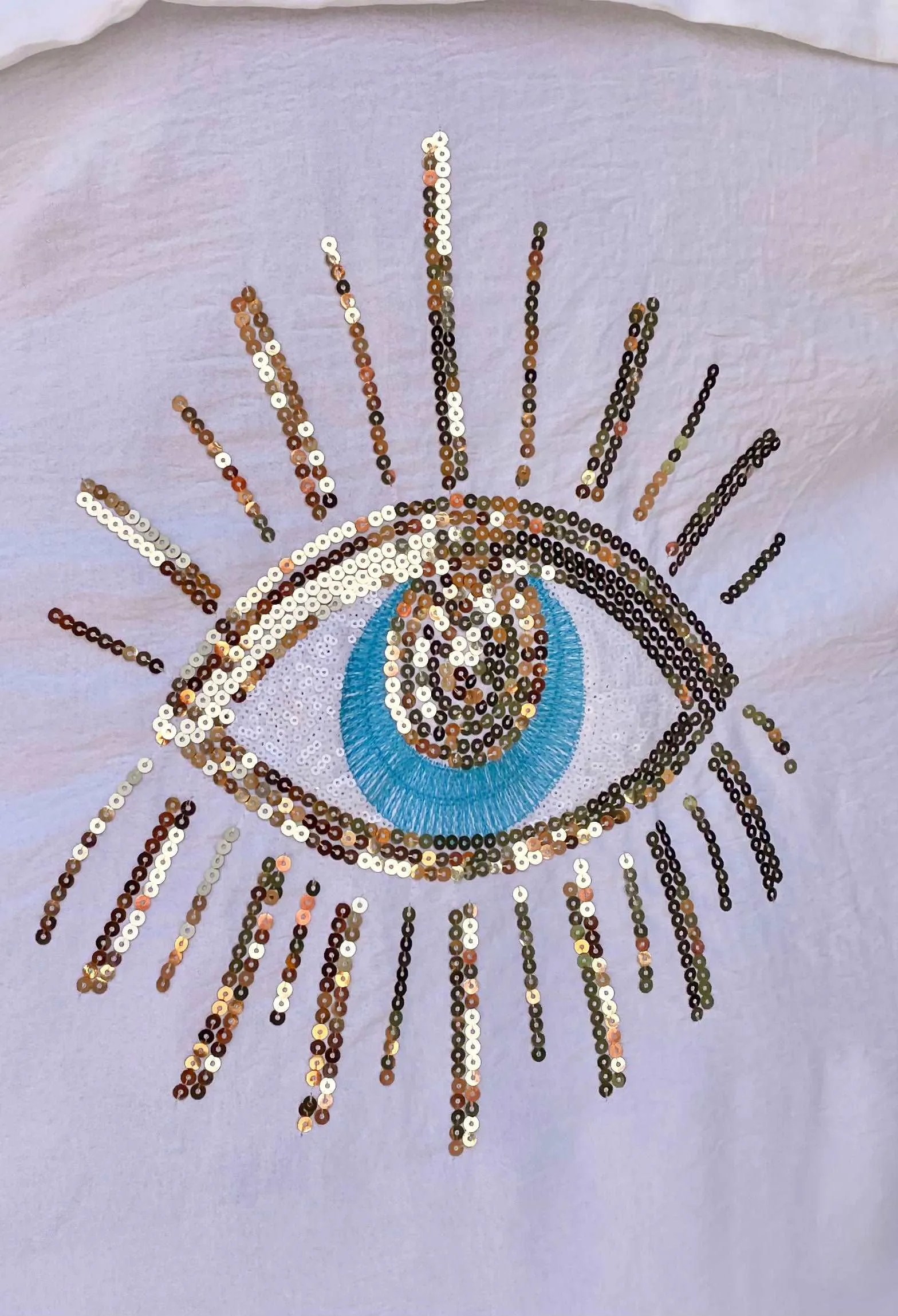 All Eyes On Me White Sequin Eye Shirt