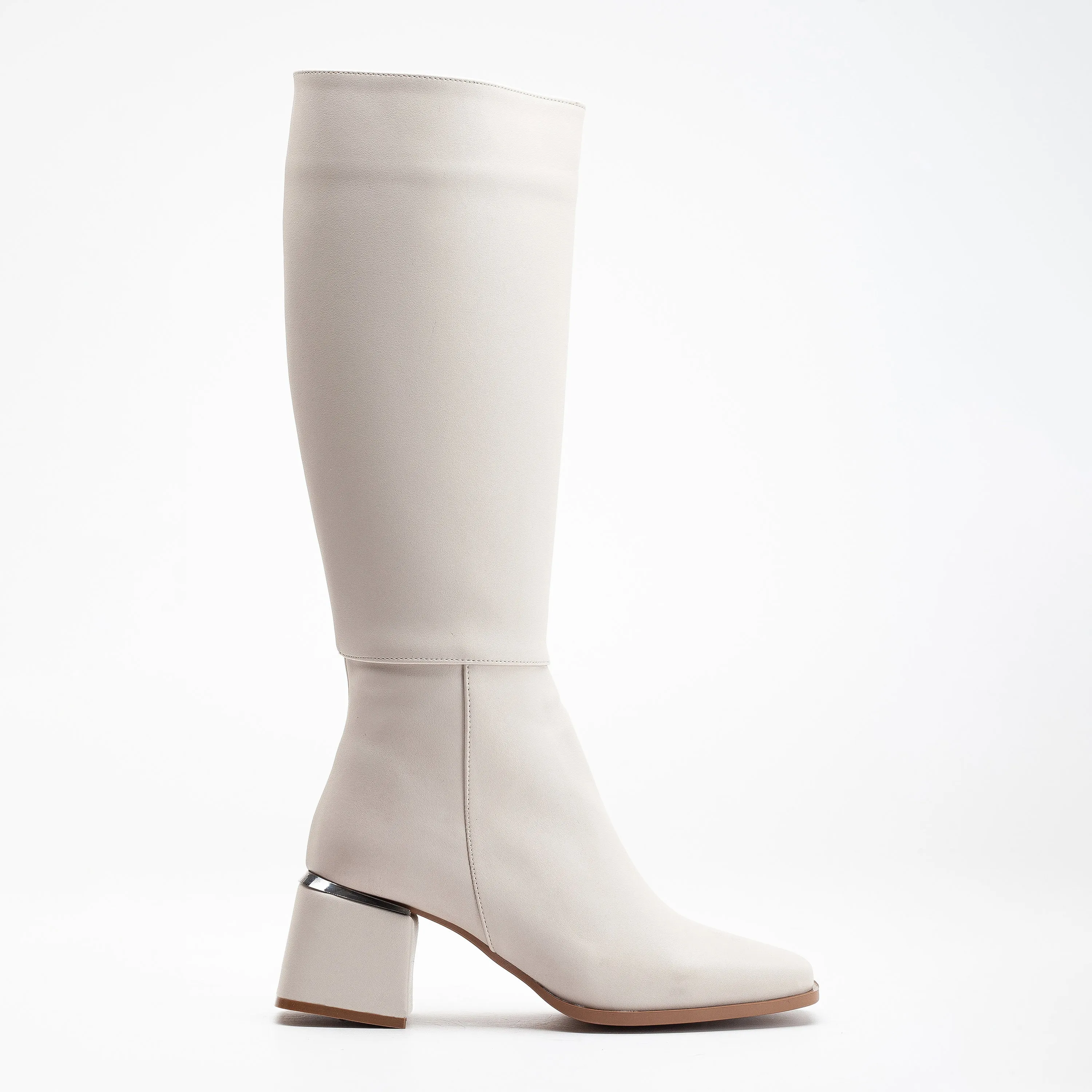 Anelise - Beige Knee High Boots