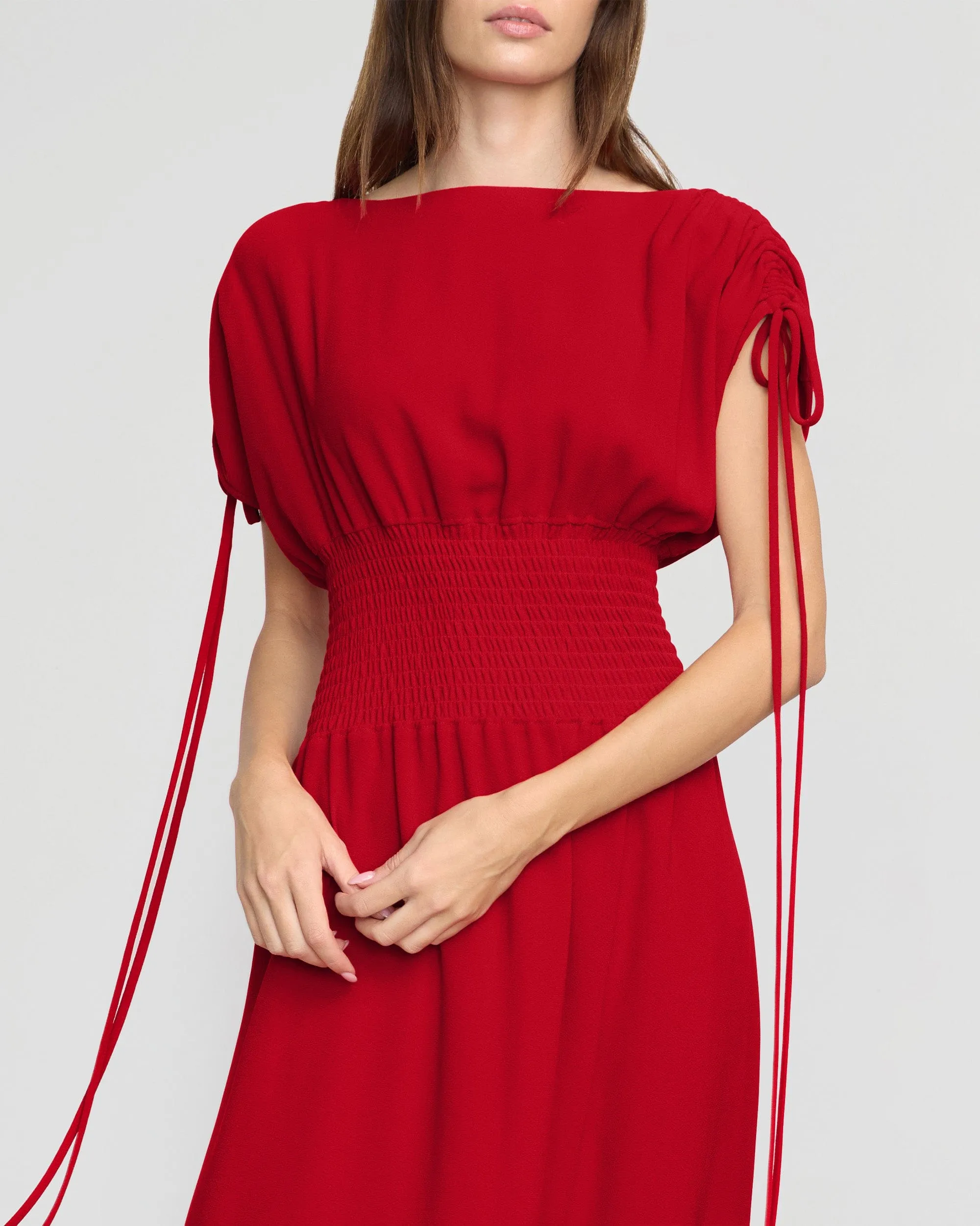 Ayumi Gathered-Shoulder Dress