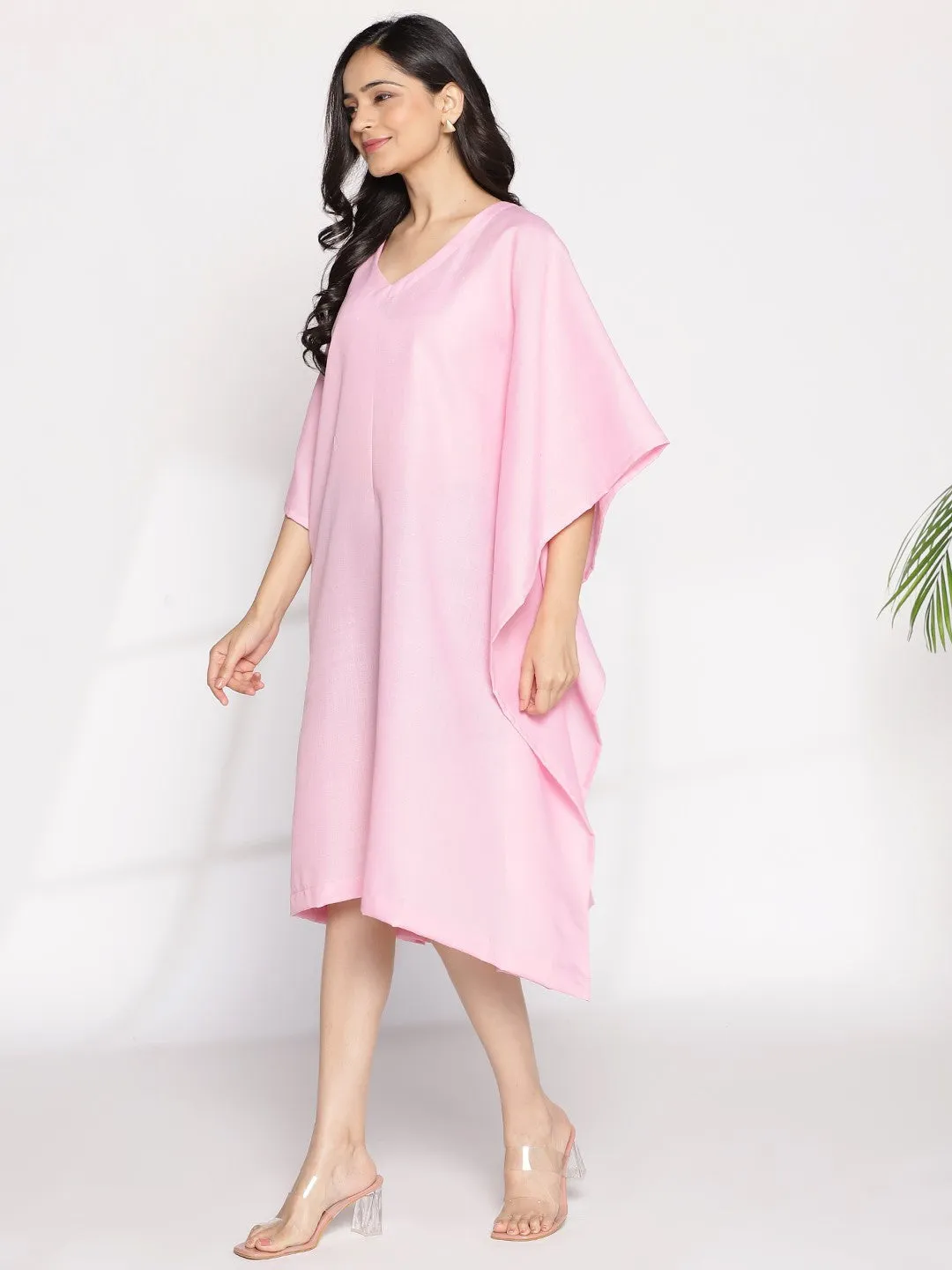 BabyPink CottonSlub LongKaftan