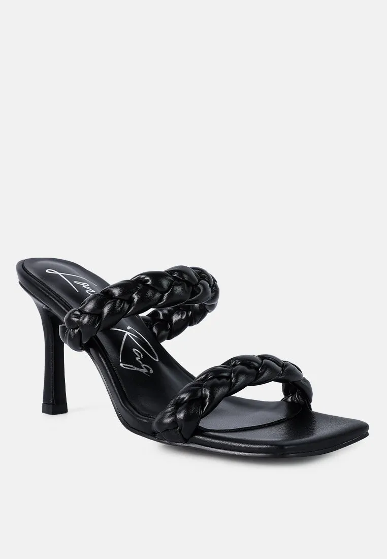 Beladona Double Braided Strap Mid Heel Sandals