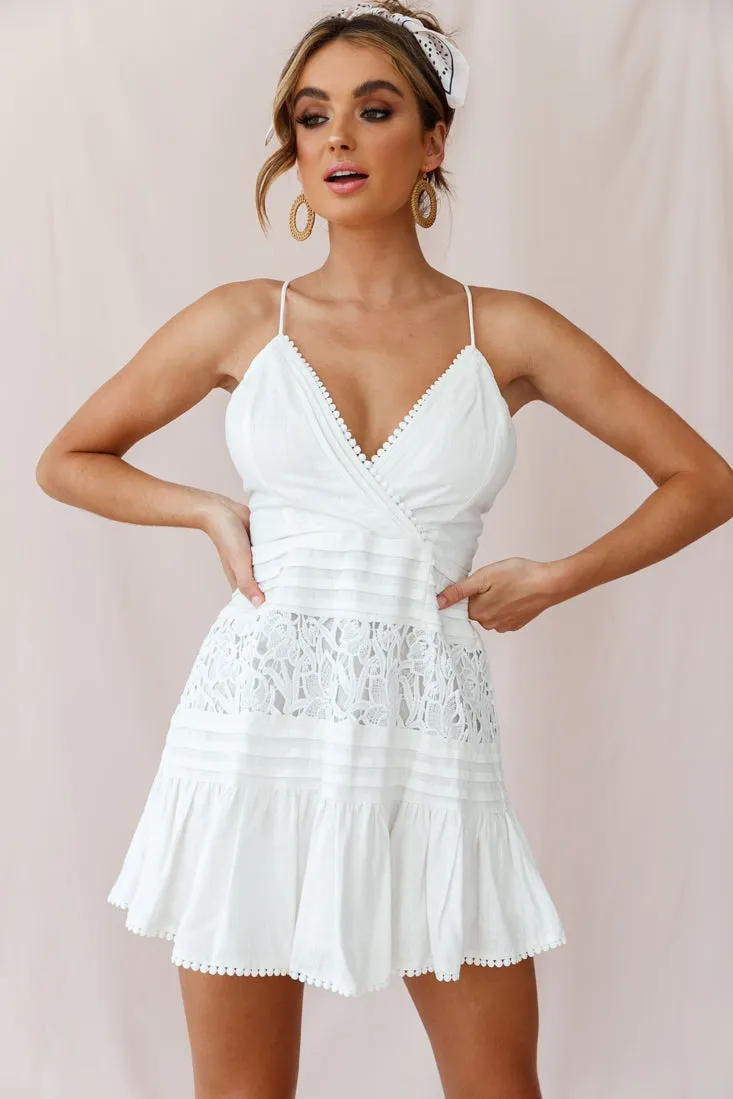 Bianca Fluted Hem Tie-Back Dress White