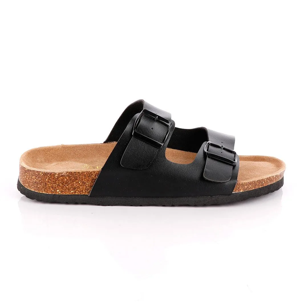 Big Brave 'Birkenstock' Arizona Footbed Double-Strap Sandal Slippers-Black