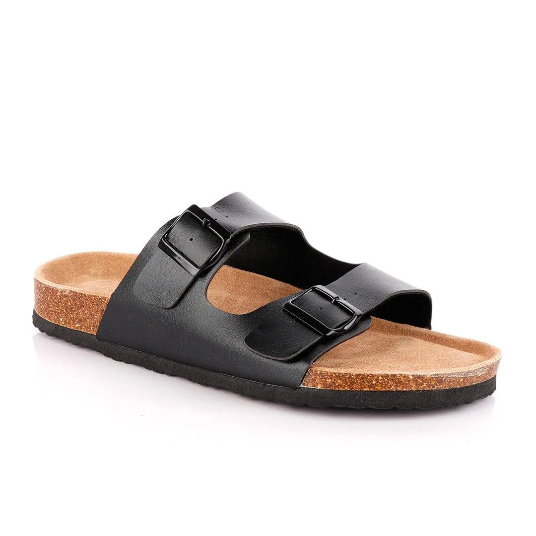 Big Brave 'Birkenstock' Arizona Footbed Double-Strap Sandal Slippers-Black