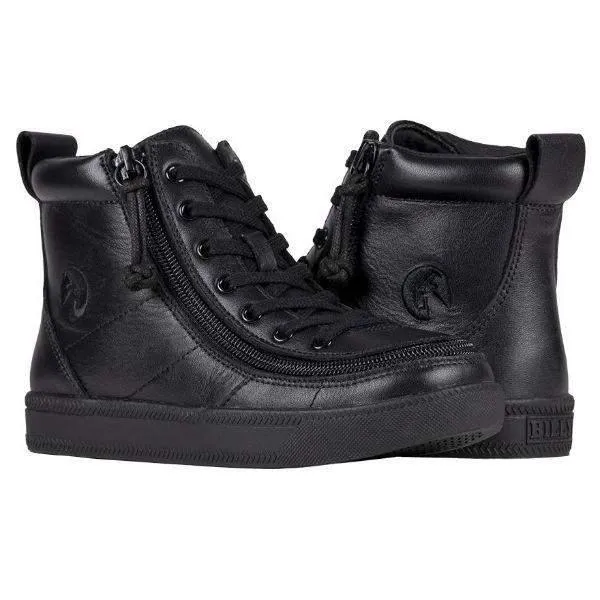 BILLY Kids Adaptive Leather Dress Sneaker – High-Top Uniform Shoe with One-Tie Lace & Easy Zip Access