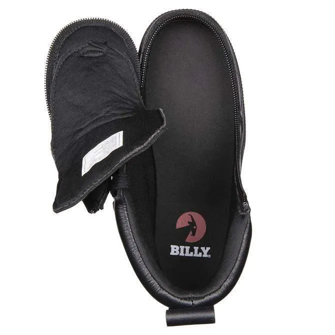 BILLY Kids Adaptive Leather Dress Sneaker – High-Top Uniform Shoe with One-Tie Lace & Easy Zip Access