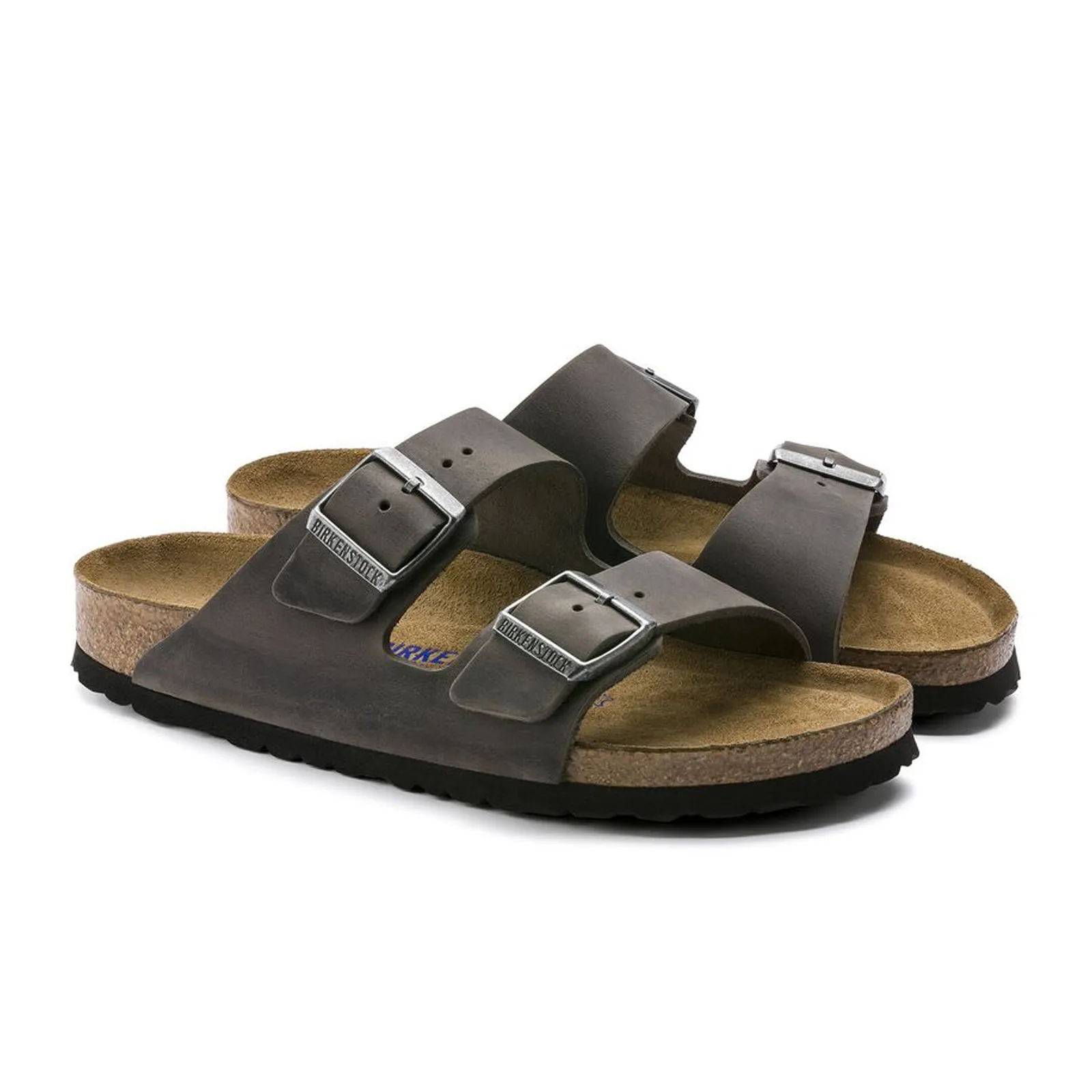 Birkenstock Arizona Soft Footbed Narrow Slide Sandal (Unisex) - Iron Oiled Leather