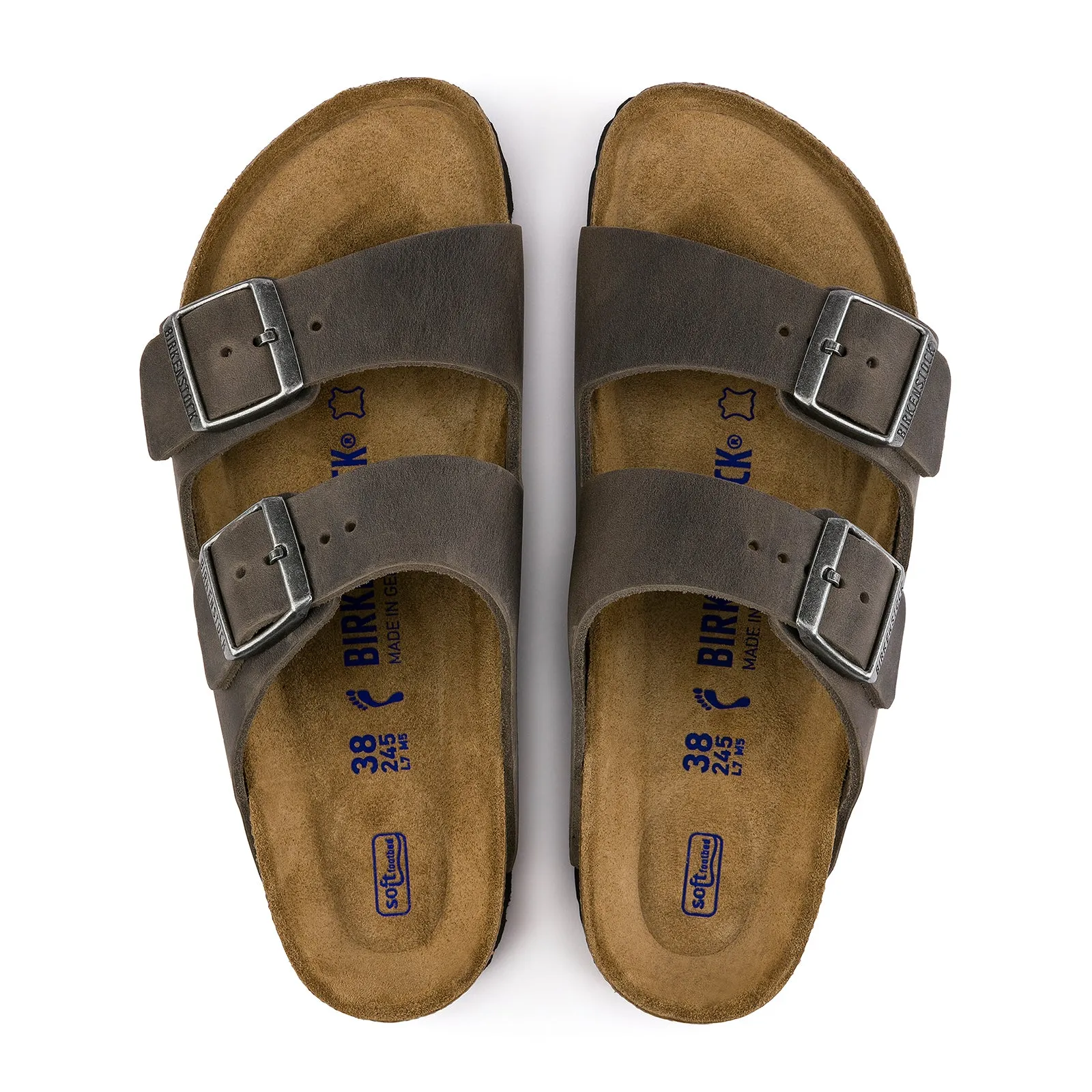 Birkenstock Arizona Soft Footbed Narrow Slide Sandal (Unisex) - Iron Oiled Leather