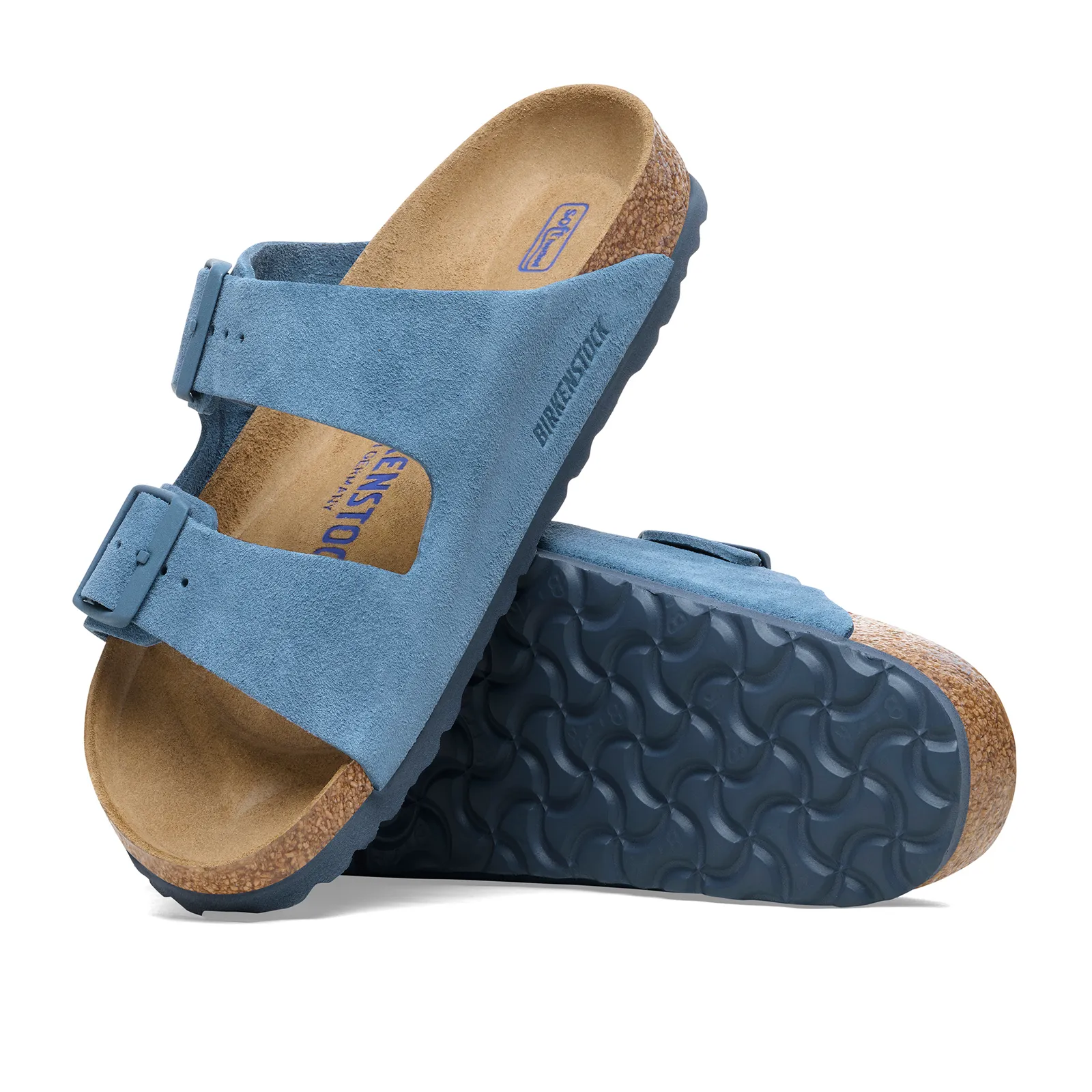 Birkenstock Arizona Soft Footbed Slide Sandal (Women) - Elemental Blue Suede