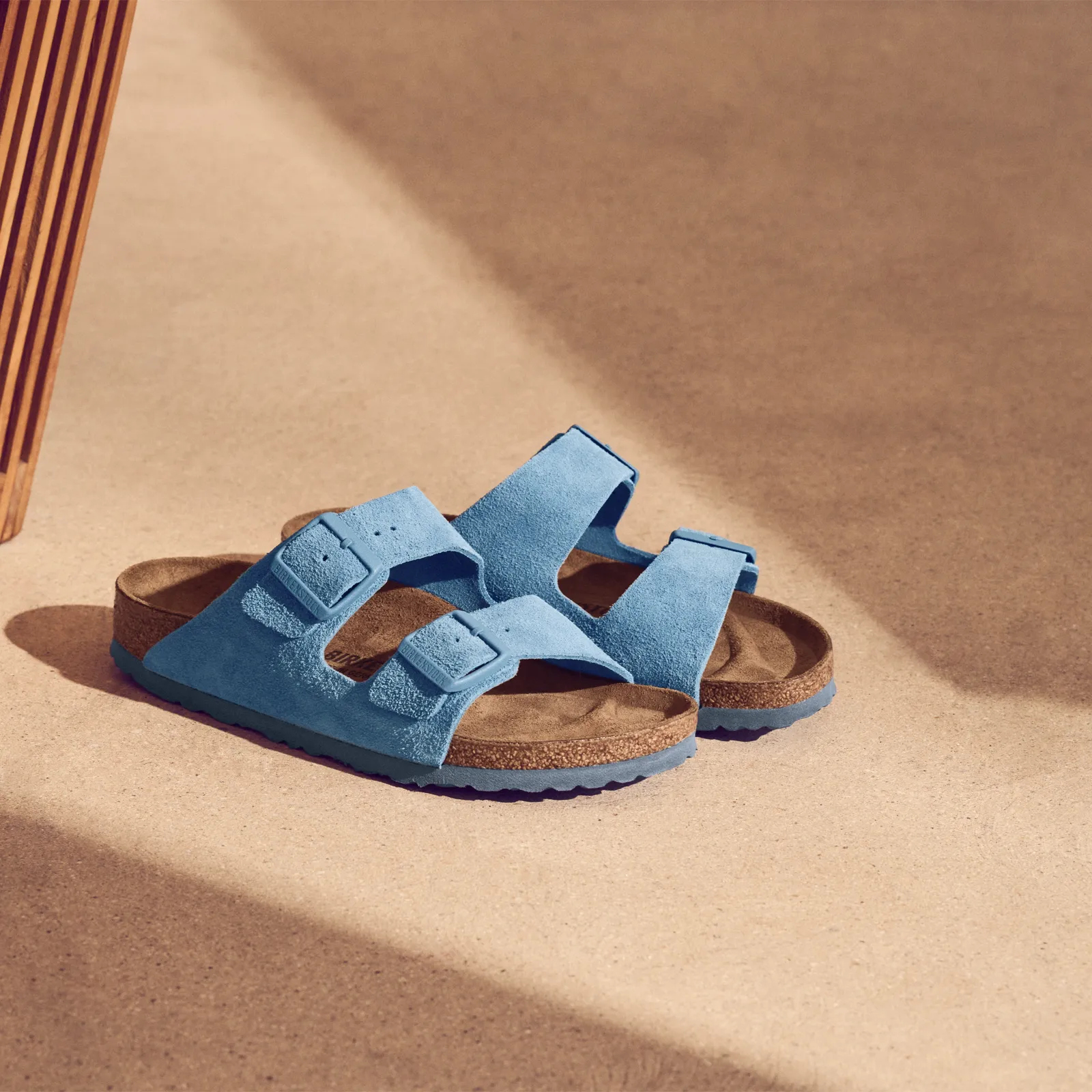 Birkenstock Arizona Soft Footbed Slide Sandal (Women) - Elemental Blue Suede