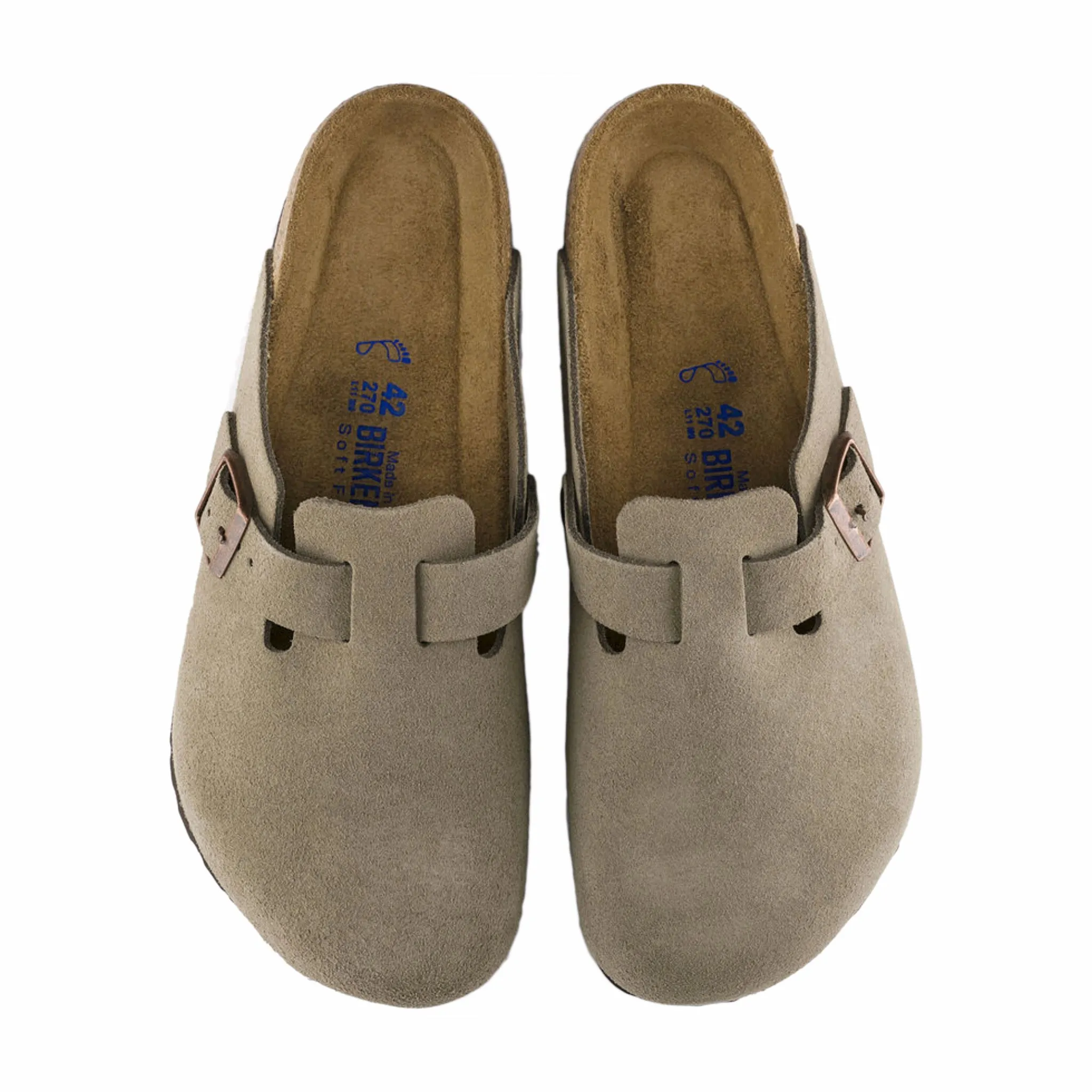 Birkenstock Unisex Boston Soft Footbed Suede Leather - Regular (Taupe)