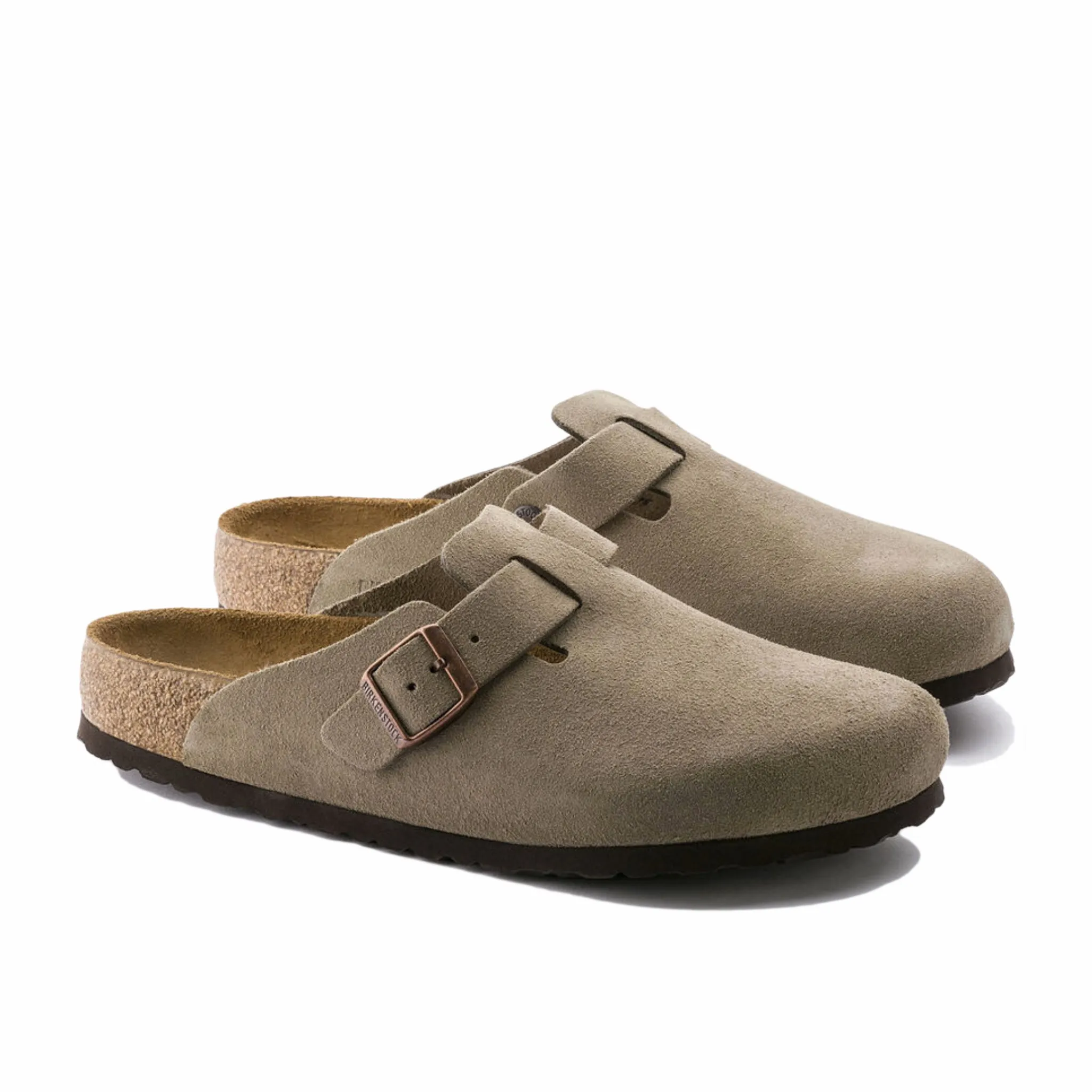 Birkenstock Unisex Boston Soft Footbed Suede Leather - Regular (Taupe)