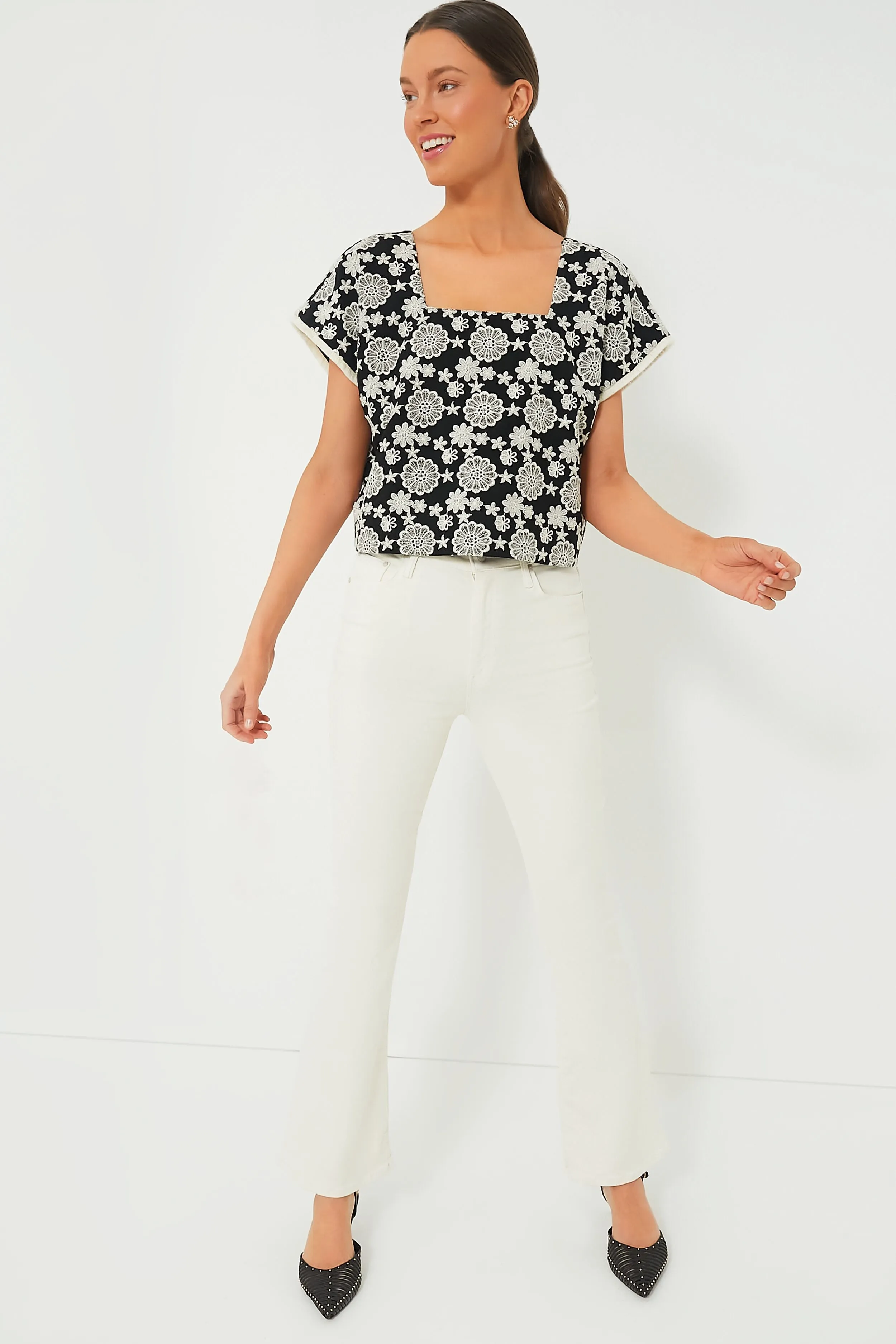 Black & Ivory Eyelet Vivienne Blouse