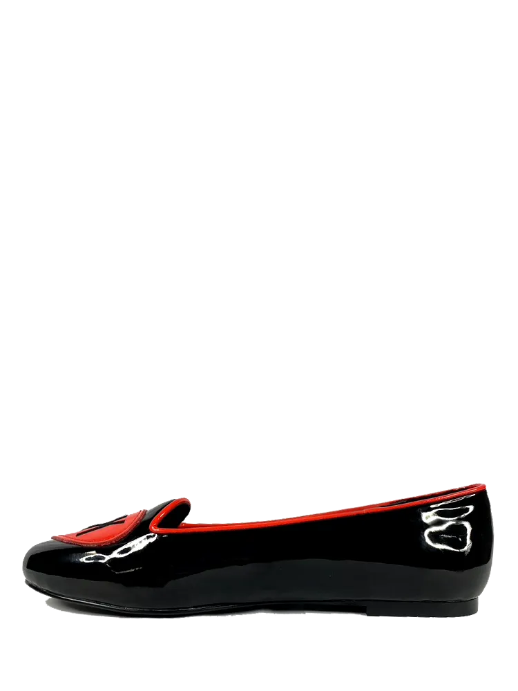 Black/Red Fuck Off Heart Flats