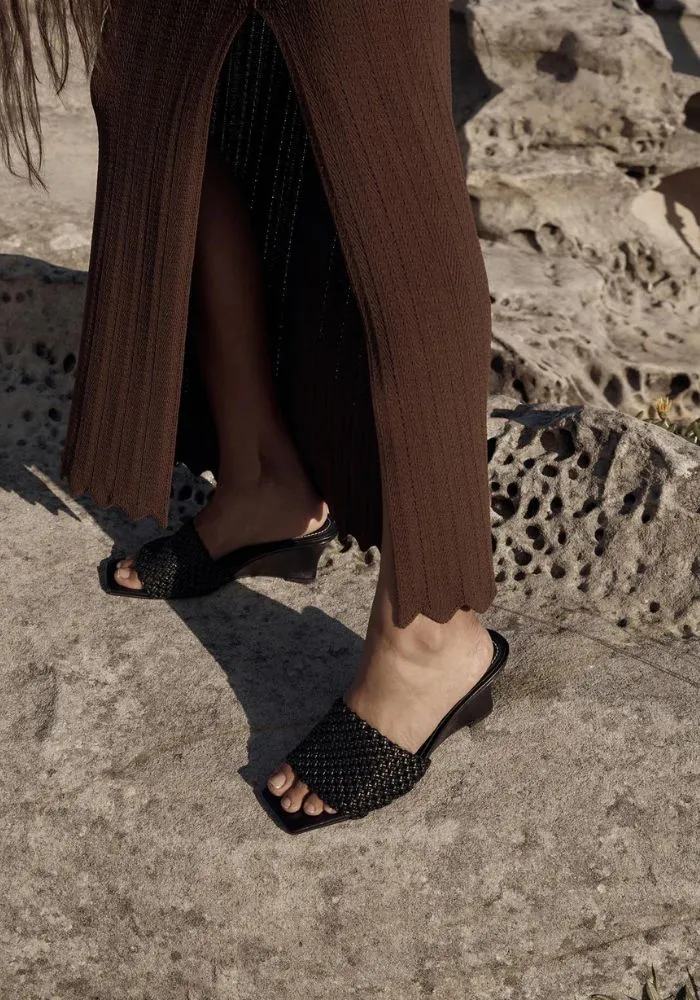 Braided Wedge Heel- Black