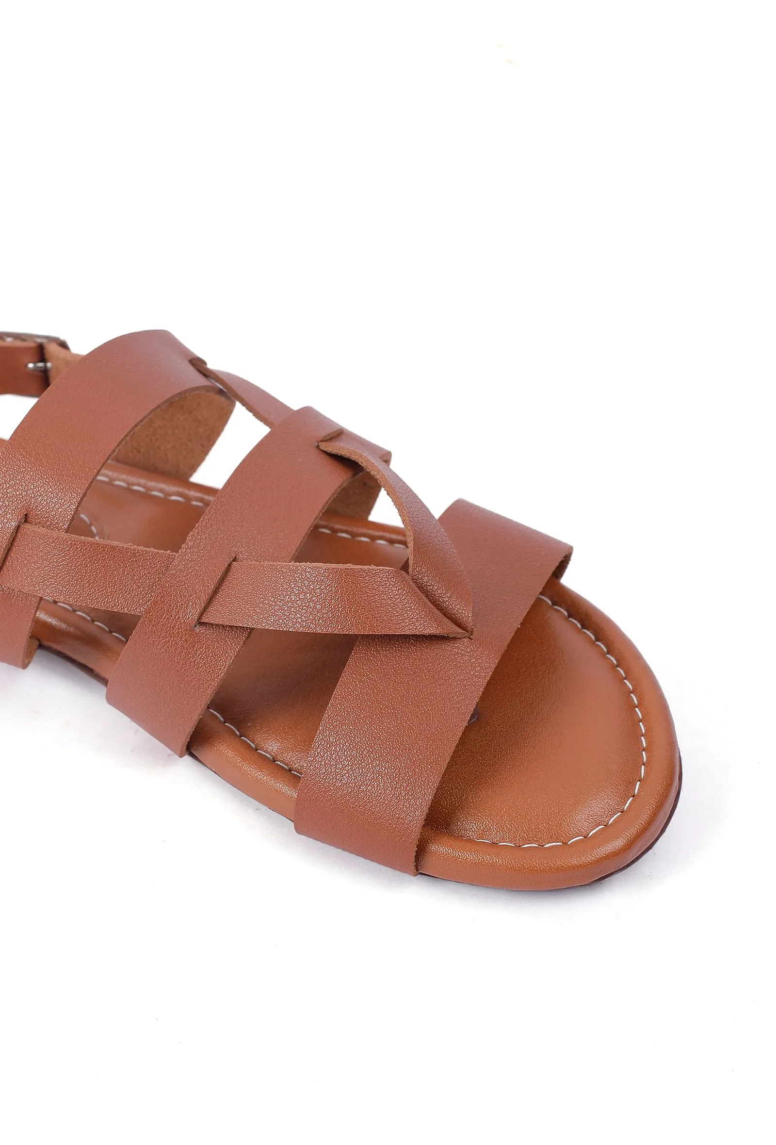 Brunette Brown Criss Cross Flats