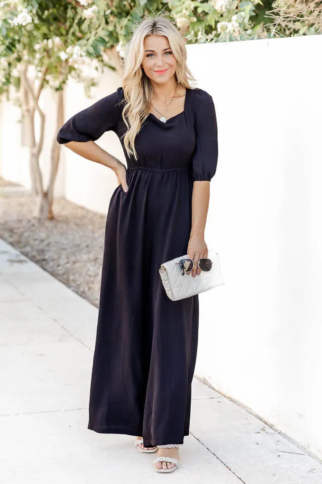 Can't Stop Now Black Square Neck Jumpsuit FINAL SALE