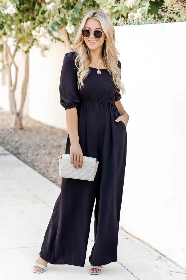 Can't Stop Now Black Square Neck Jumpsuit FINAL SALE