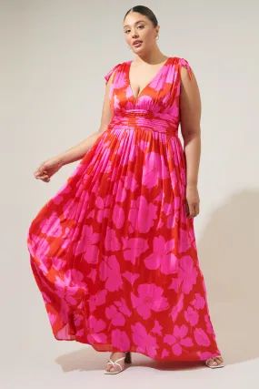 Caribbean Crush Descanso Pleated Maxi Dress Curve