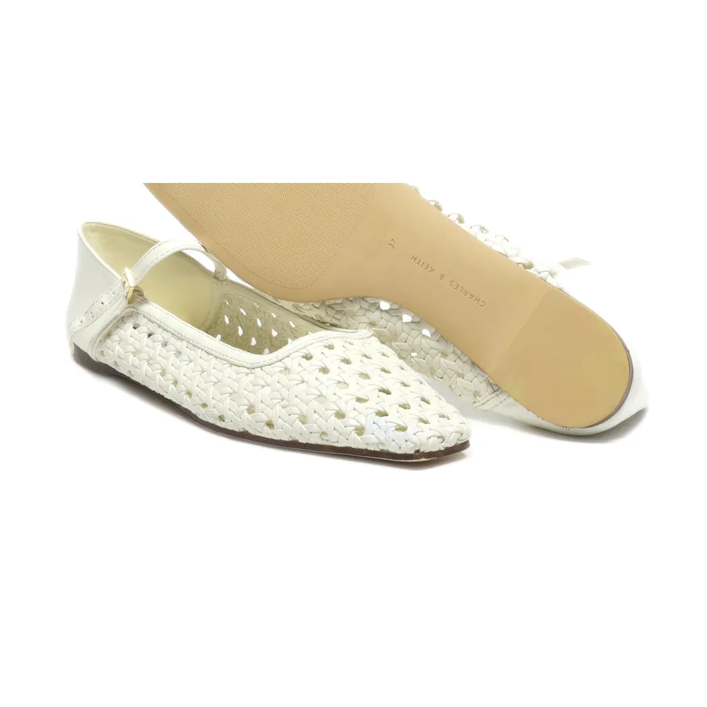 Charles & Keith Ballerinas Leather White Colour For Women