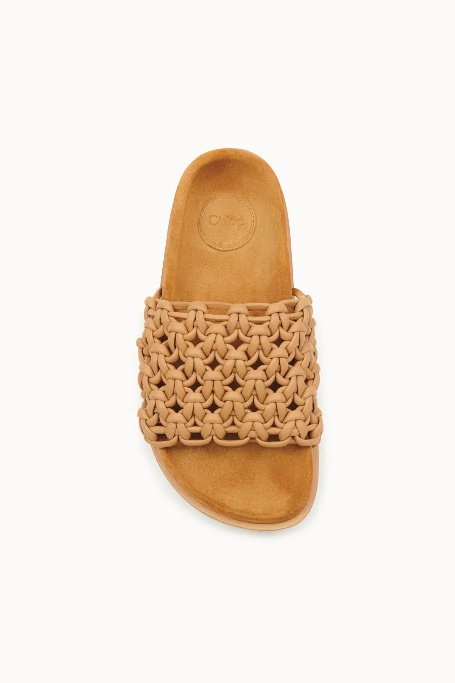 Chloé Wavy Leather Slides - Quiet Brown