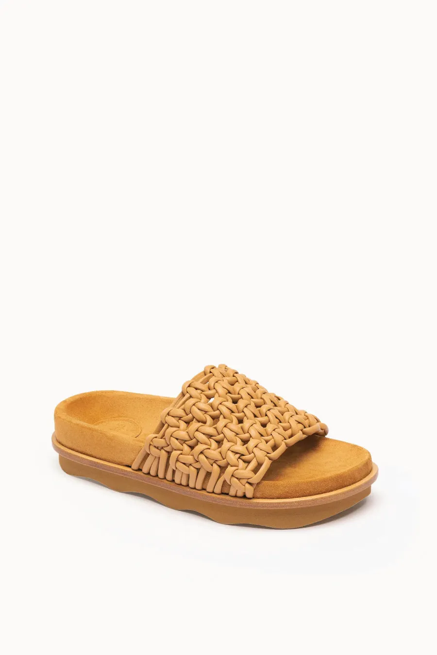 Chloé Wavy Leather Slides - Quiet Brown