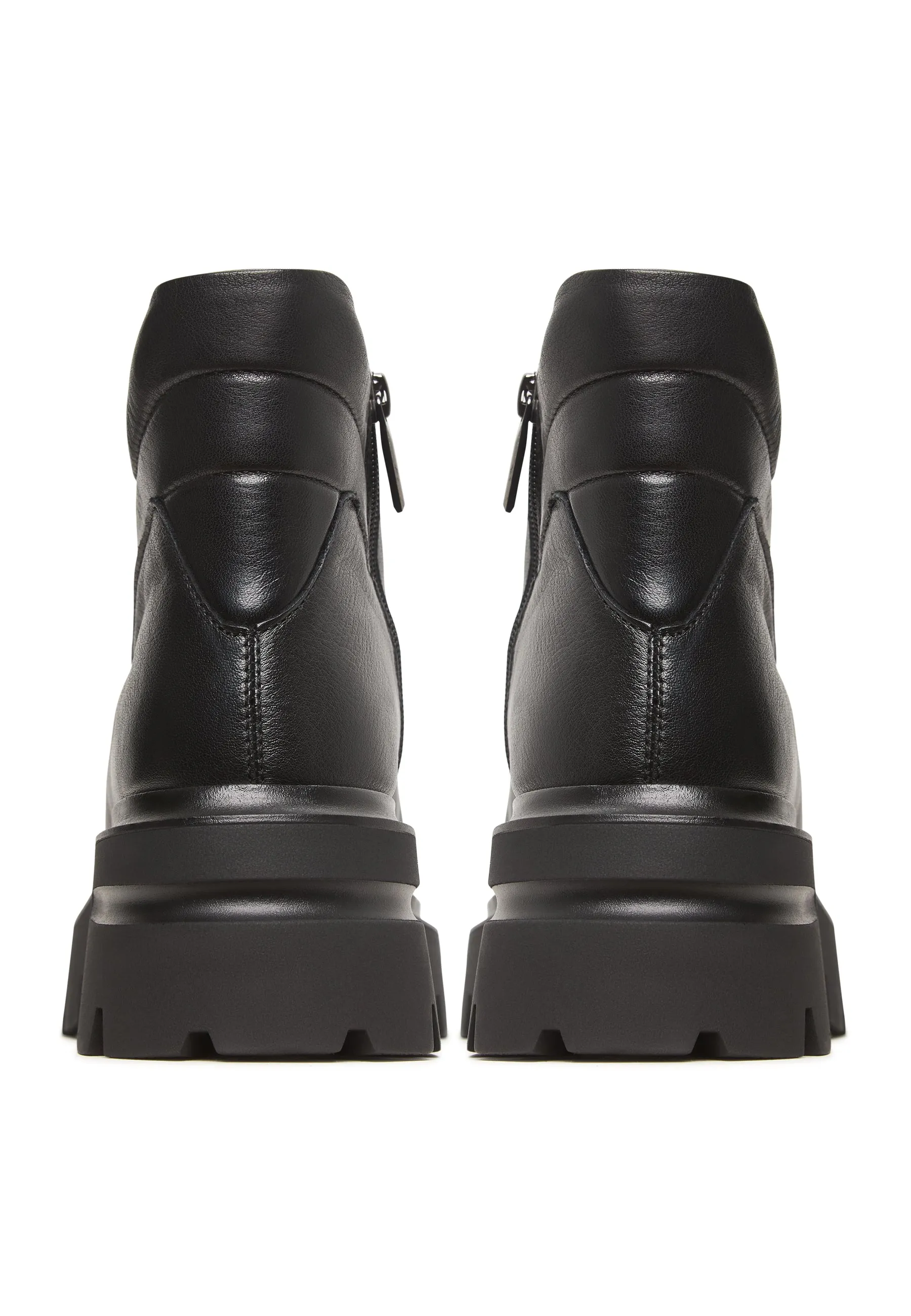 Chunky Platform Leather Ankle Boots Freya - Black