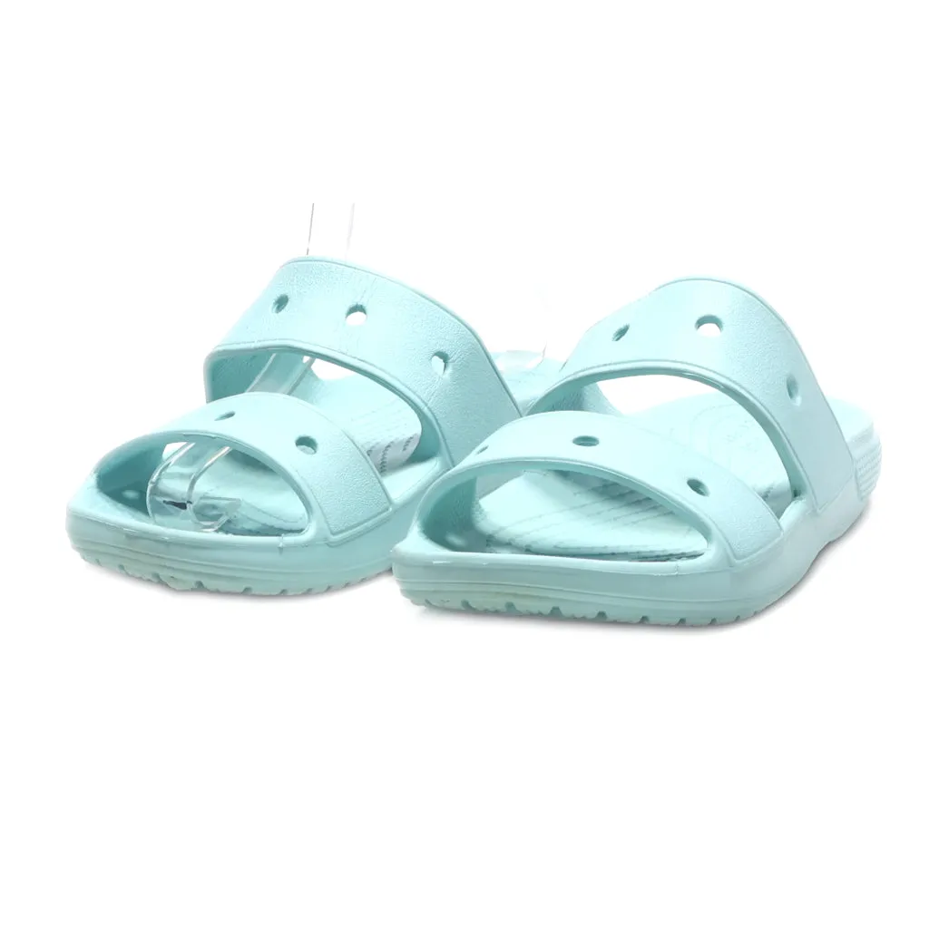 Crocs Classic Flat Sandals Rubber Blue Colour For Women