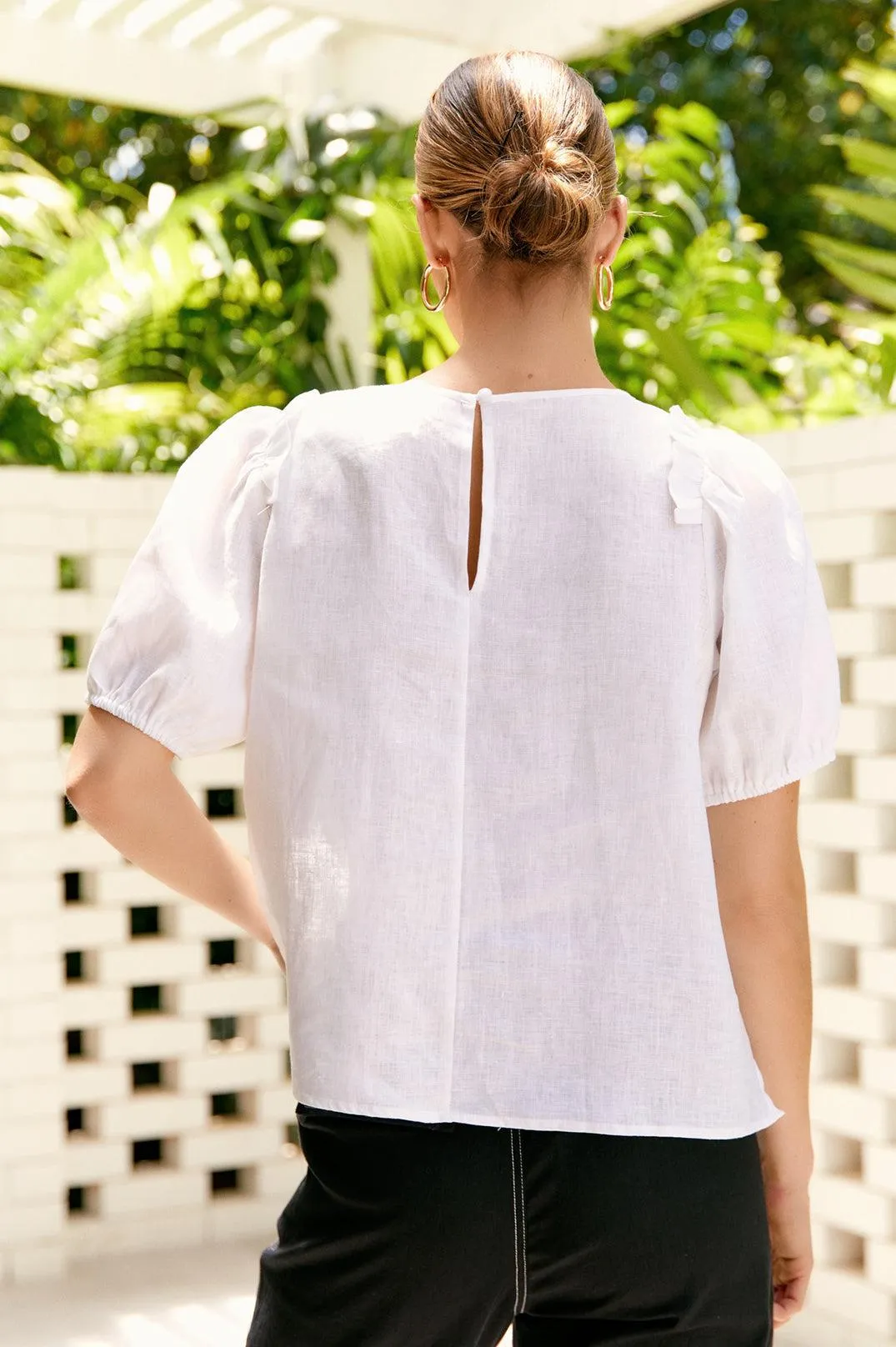 Danika 100% Linen Top - White