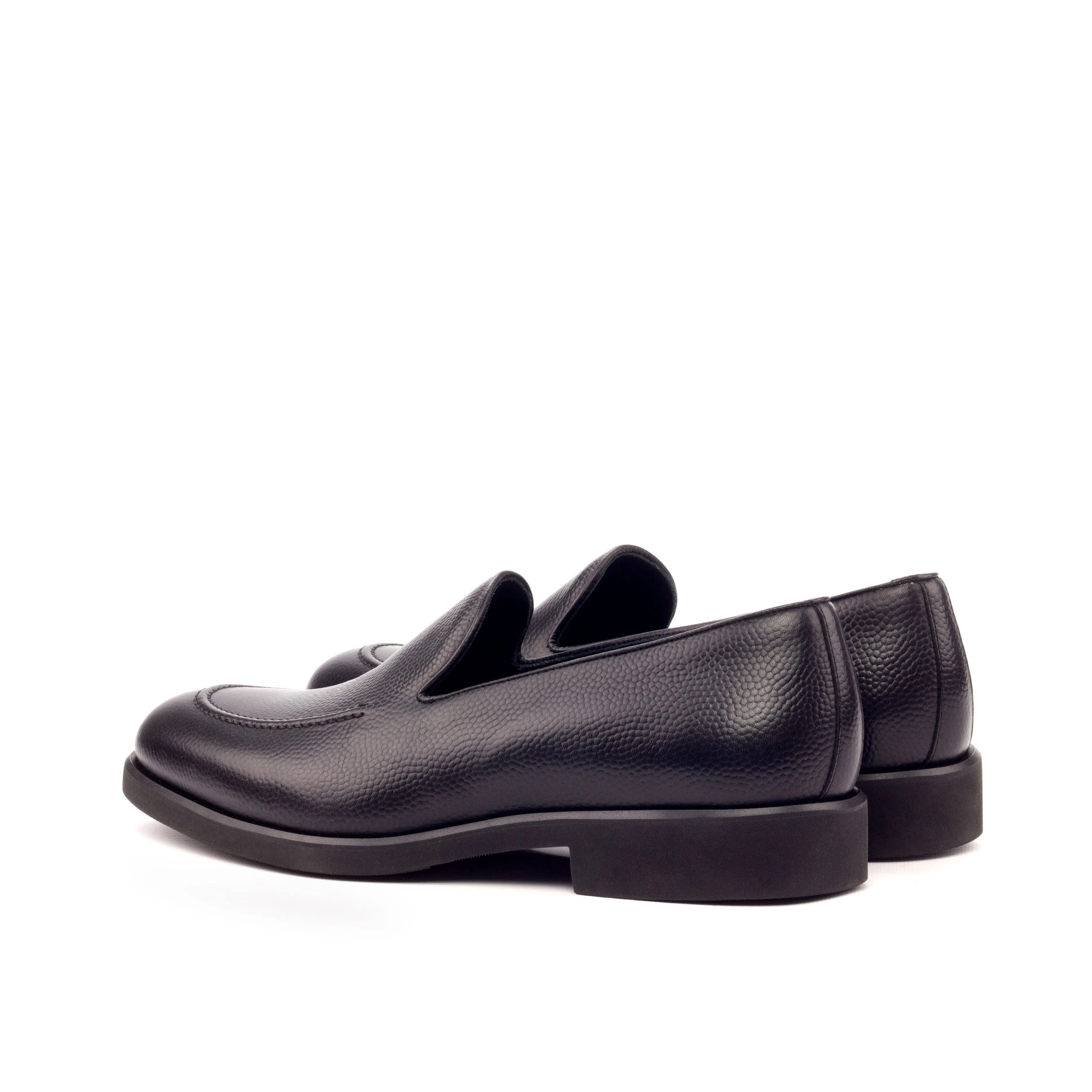 DapperFam Luciano in Black Men's Italian Full Grain Leather & Italian Pebble Grain Leather Loafer