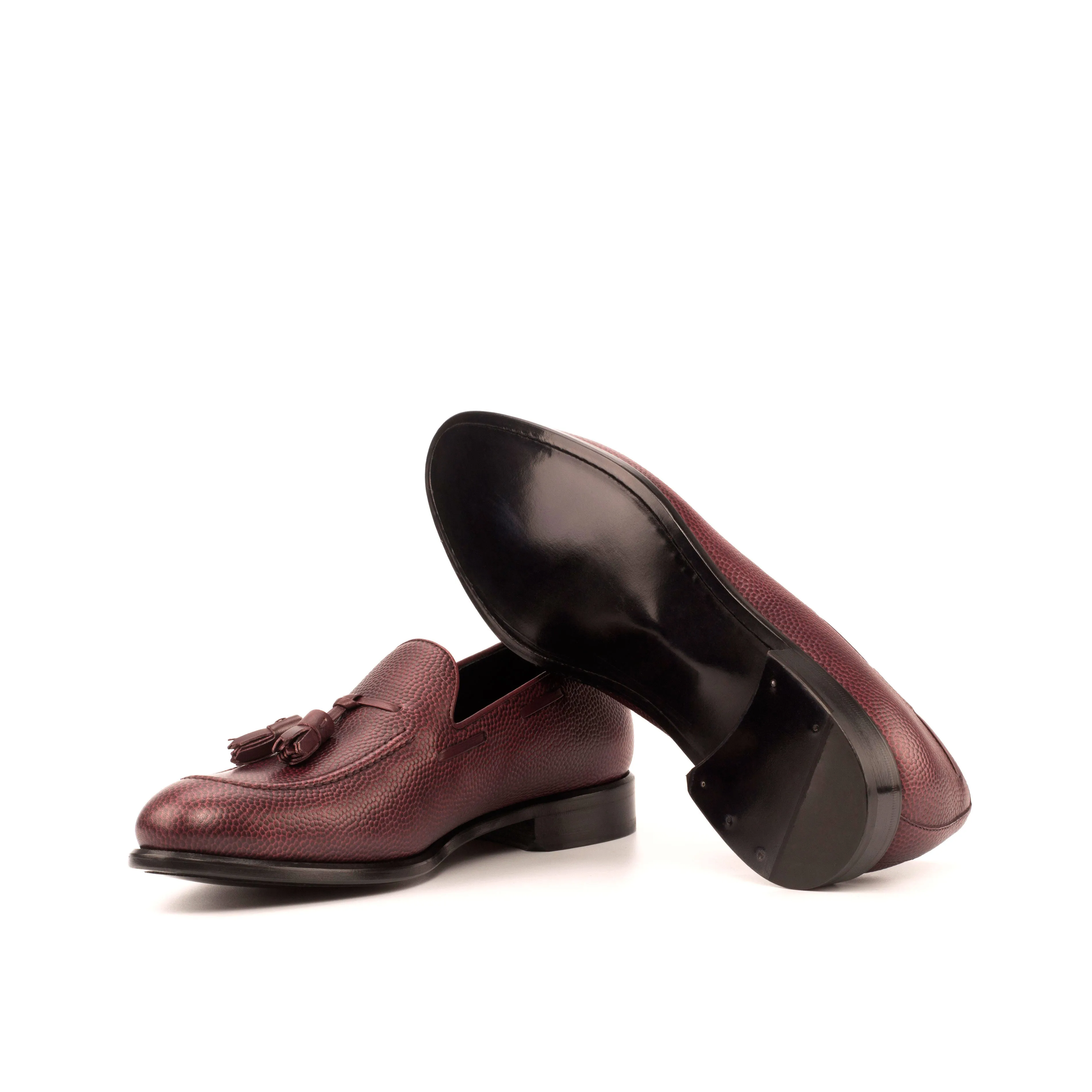 DapperFam Luciano in Burgundy Men's Italian Leather & Italian Pebble Grain Leather Loafer