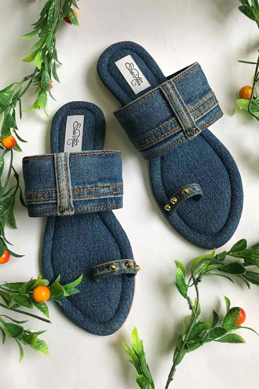 Denim Kolhapuri Flats