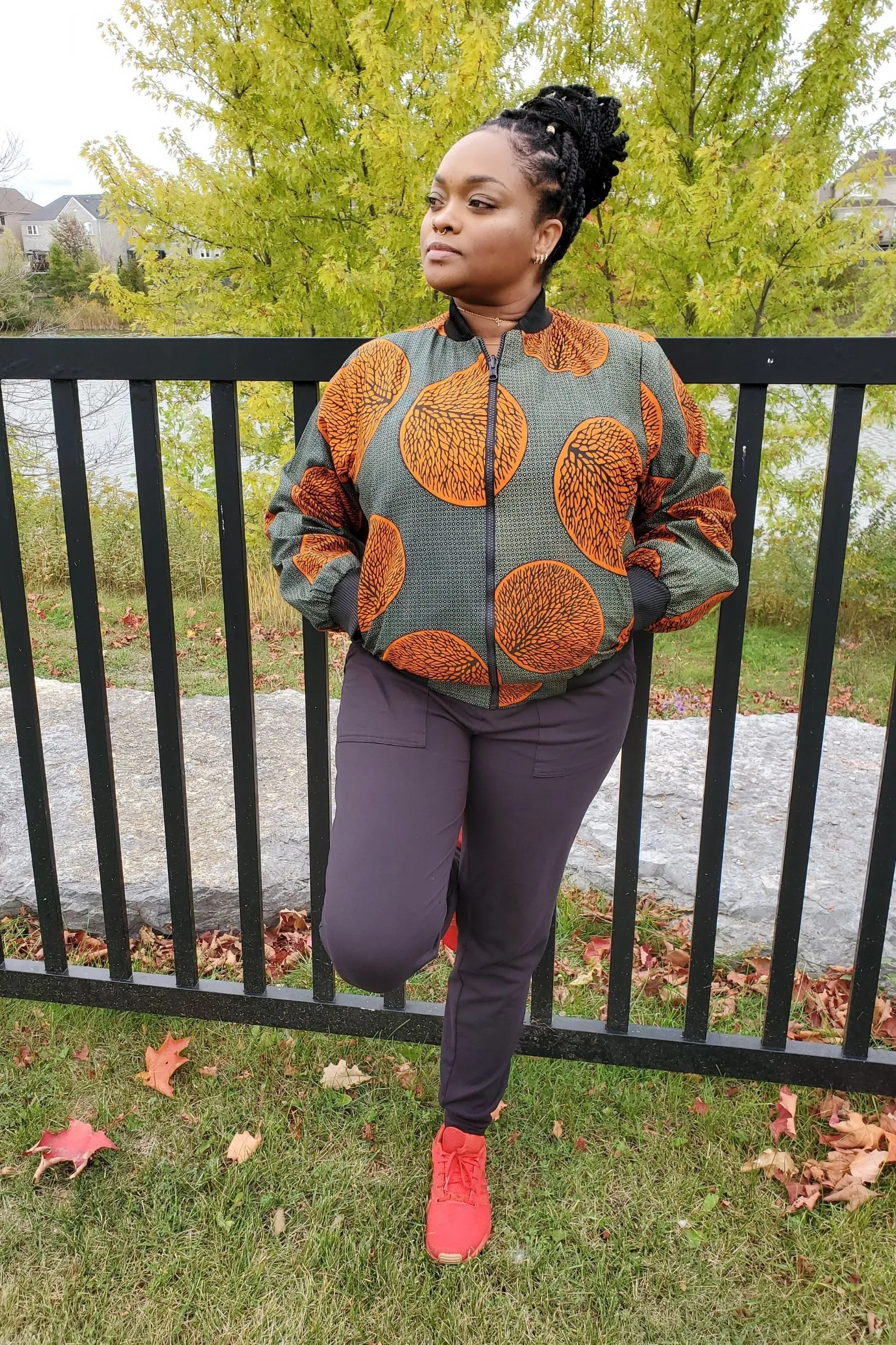 DENU-JIMBEY African Print Reversible Women's Bomber Jacket