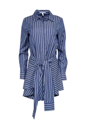 Derek Lam - Blue & White Stripe Print Belted Shirt Dress Sz 6