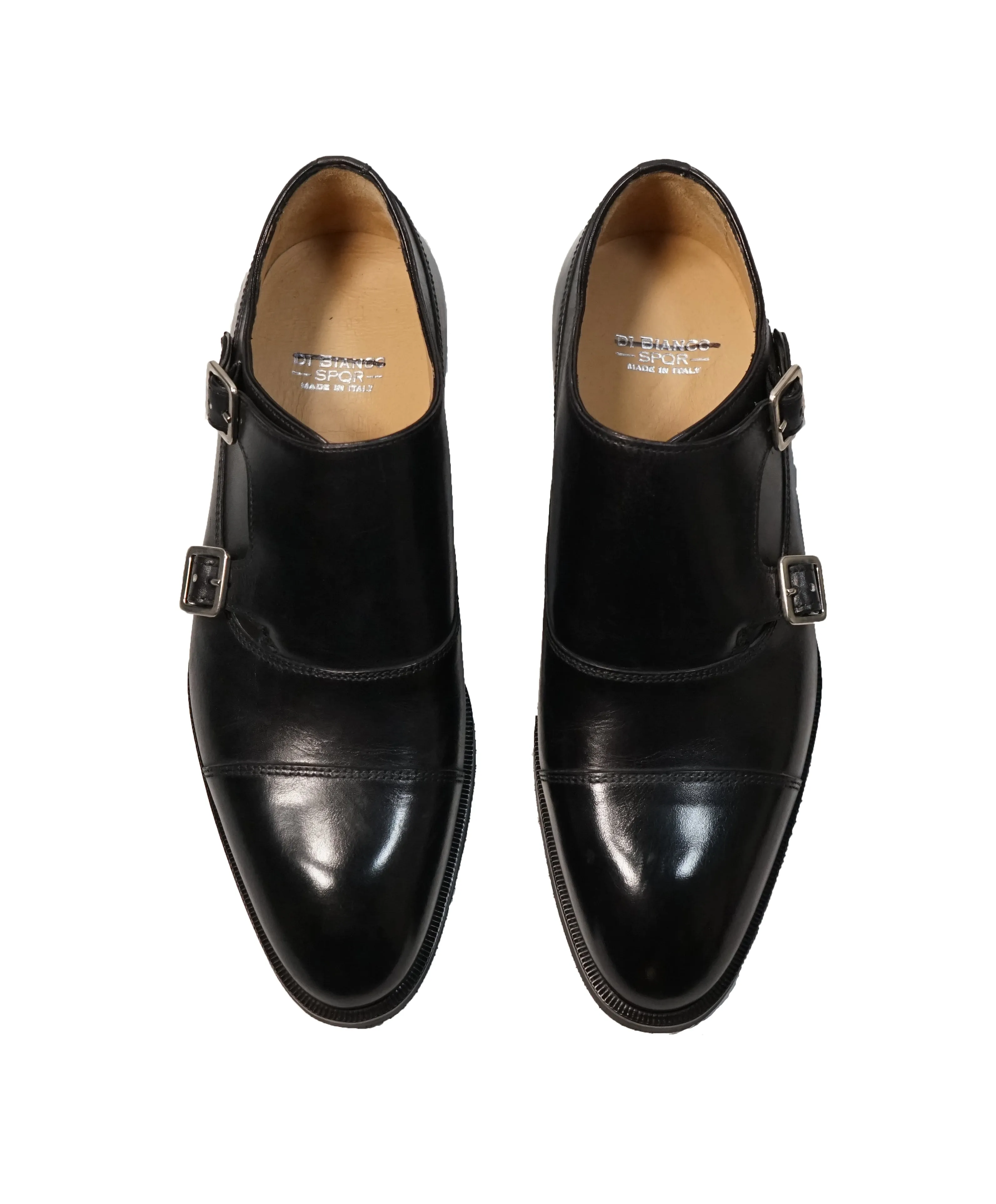 DI BIANCO - Double Monk Strap Loafers “SPQR” Black - 7