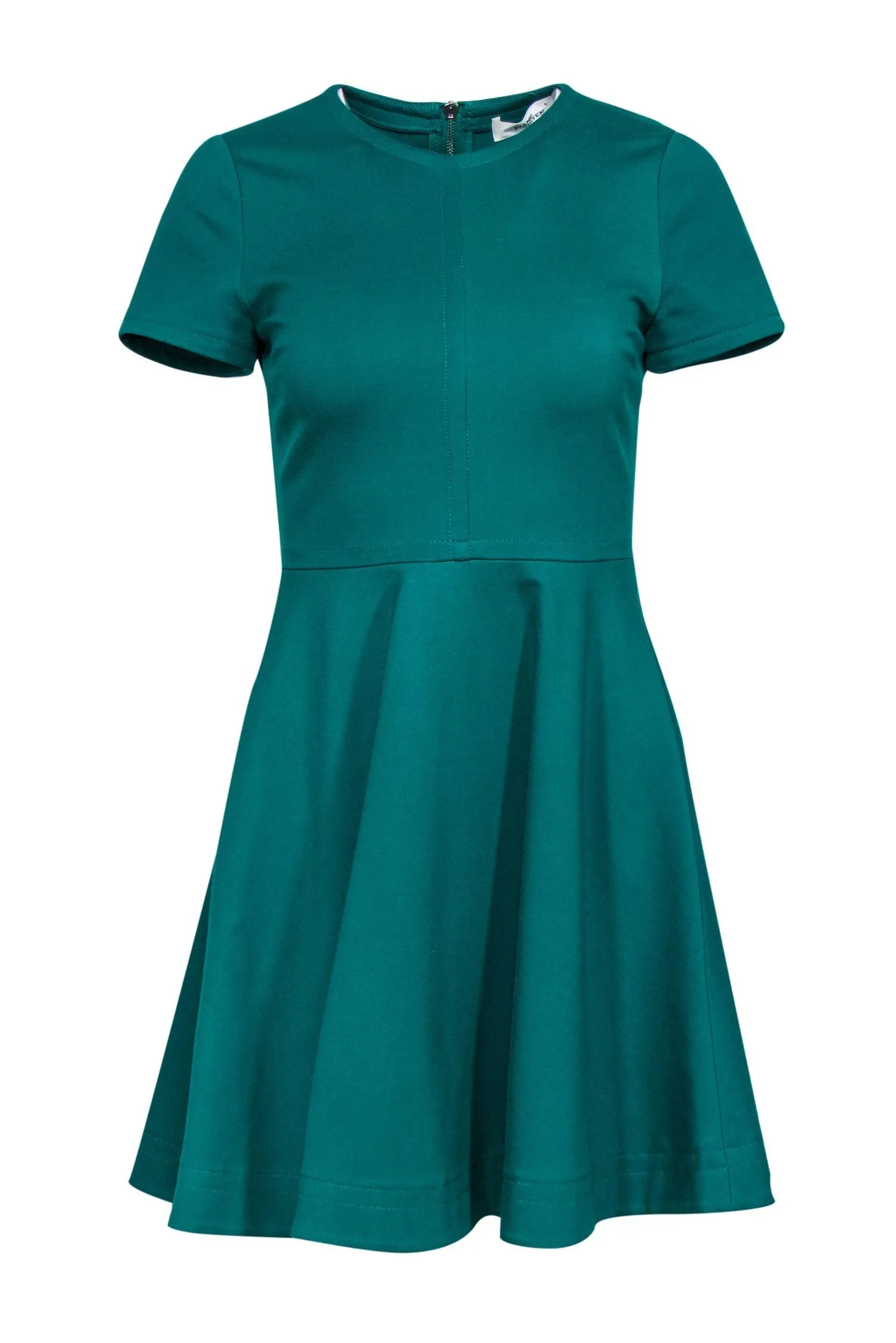 Diane von Furstenberg - Green Short Sleeve Fit & Flare Dress Sz 2