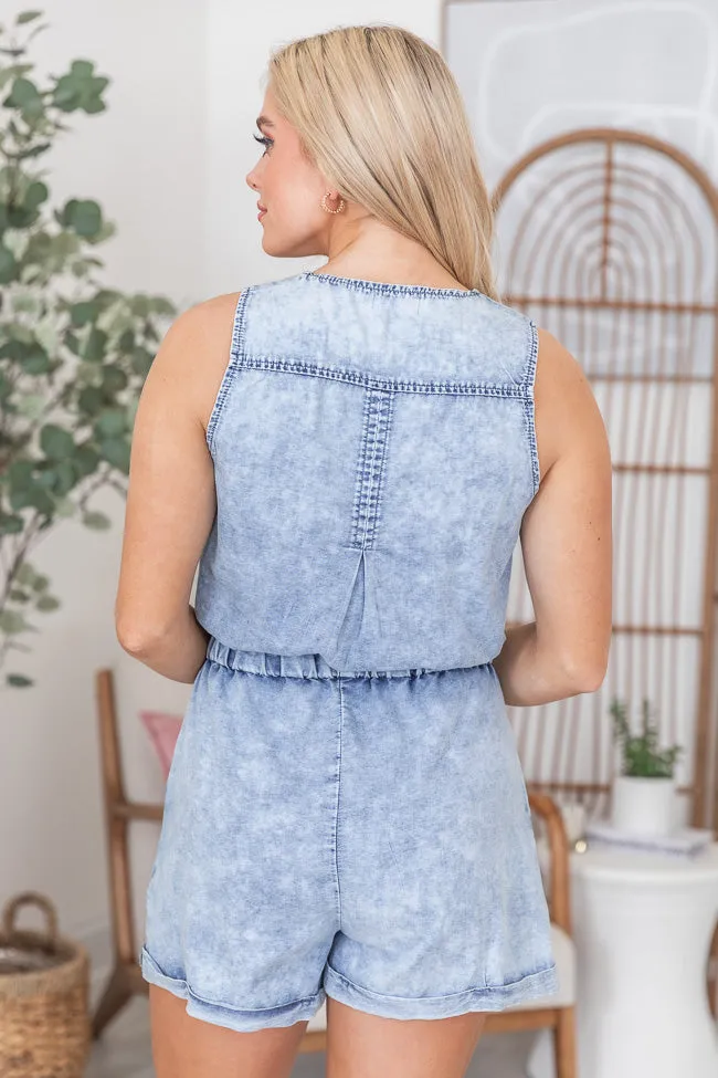 Doing Your Best Acid Wash Chambray Romper