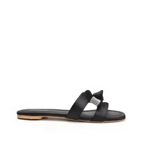 Elegant Black Bow Slide Flats | 539L-C