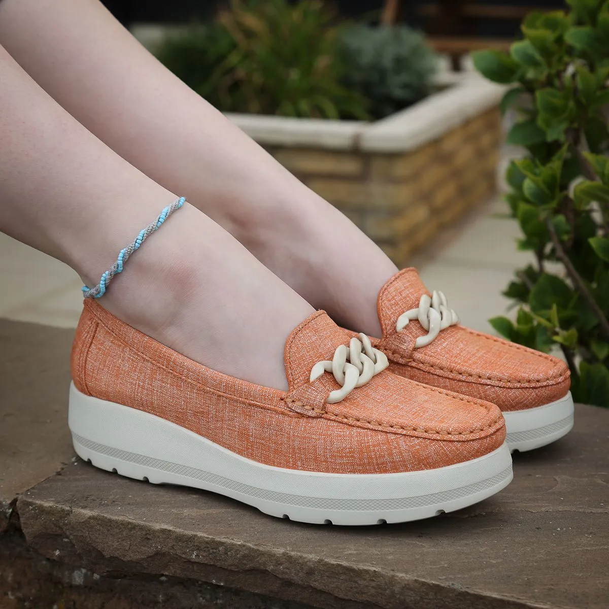 Elevate Your Sole 50606 Locanda Ladies Orange Leather Loafers