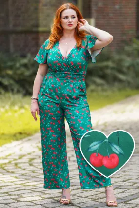 Esther Emerald Green Cherry Jumpsuit