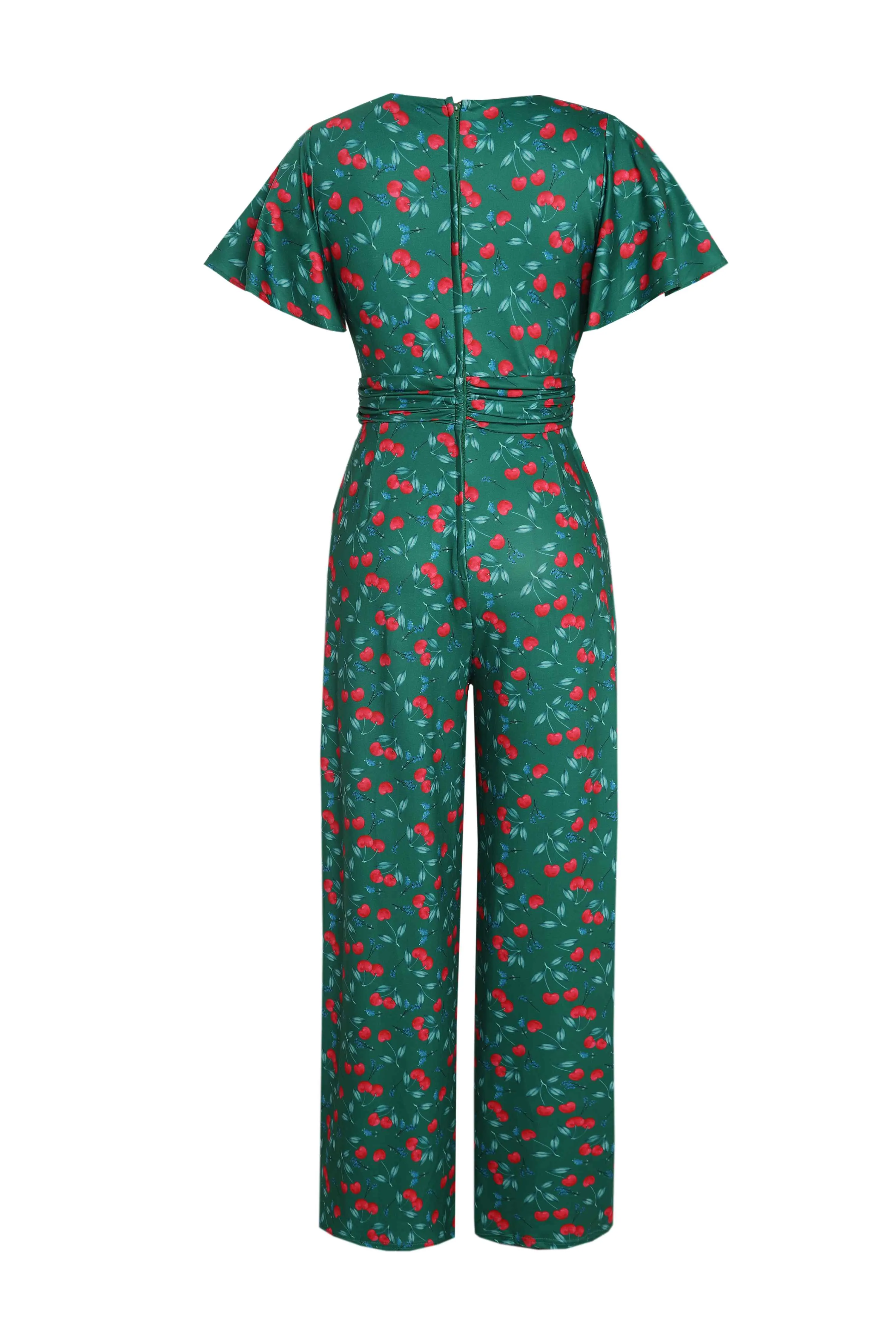 Esther Emerald Green Cherry Jumpsuit