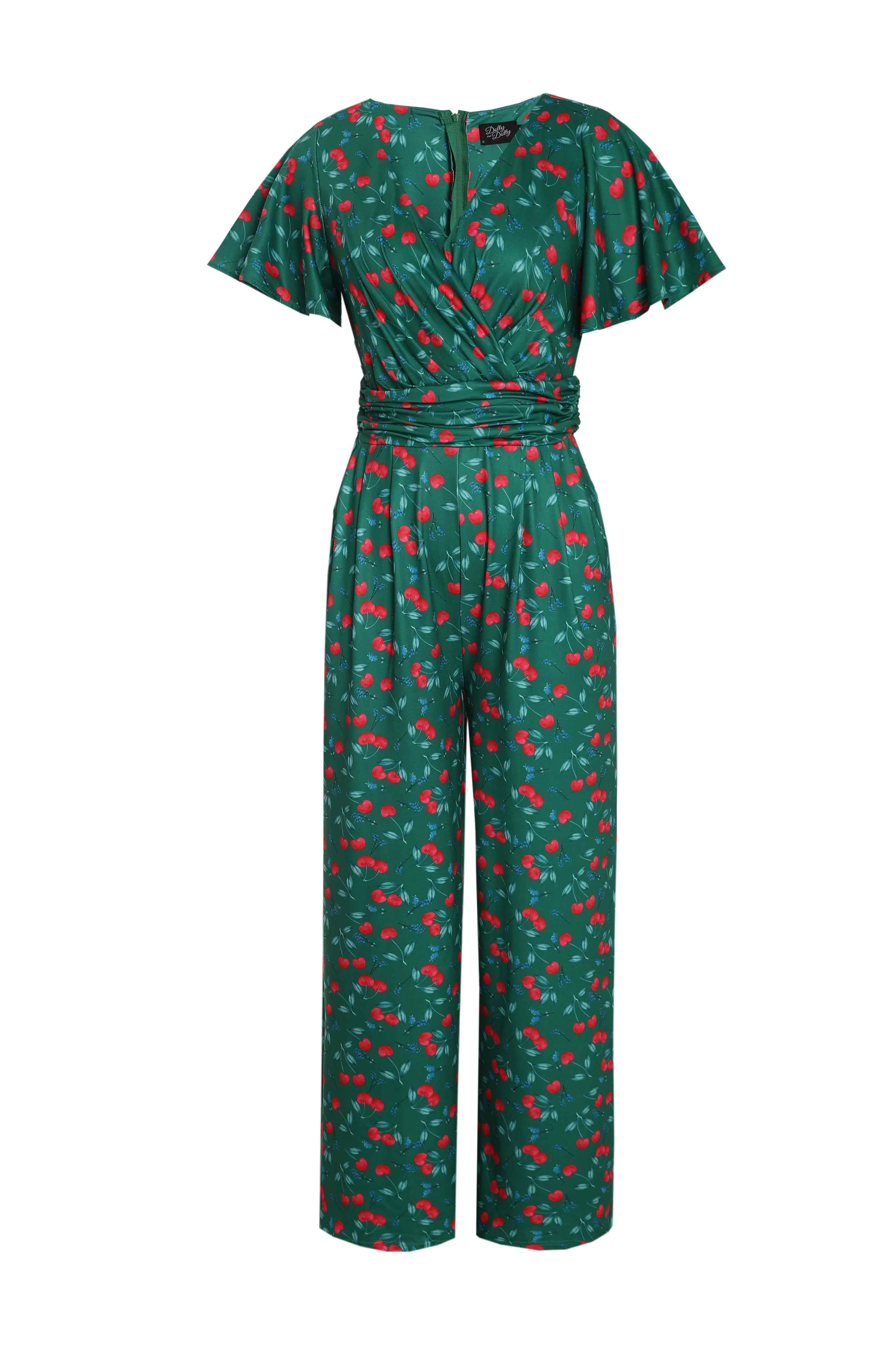 Esther Emerald Green Cherry Jumpsuit