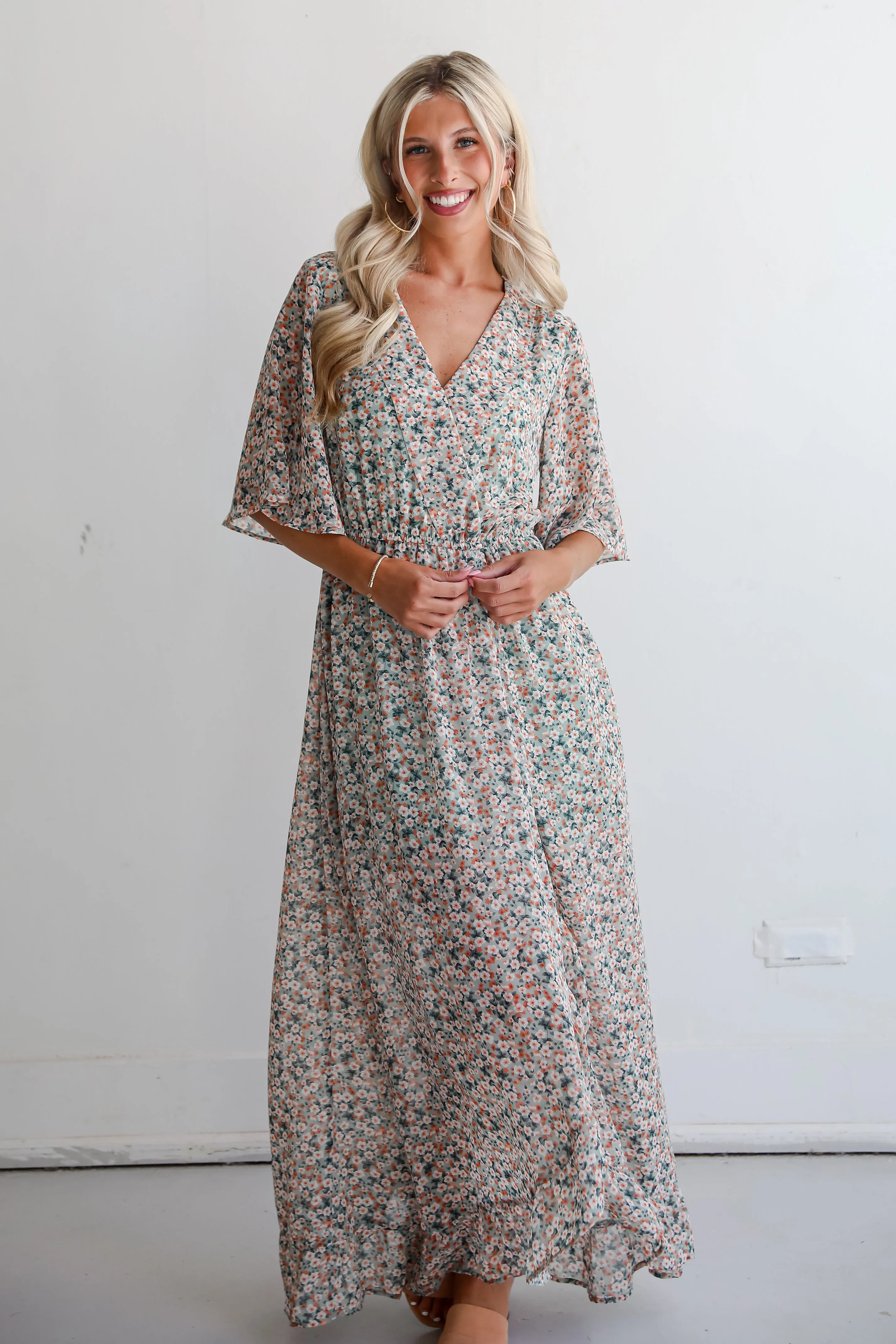 FINAL SALE - Undeniably Gorgeous Sage Floral Maxi Dress