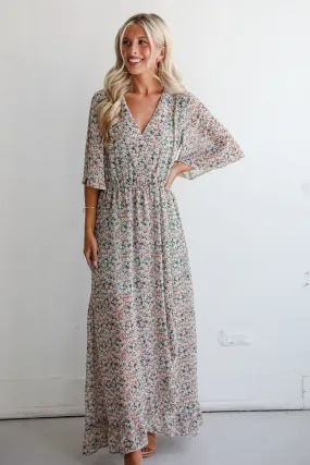 FINAL SALE - Undeniably Gorgeous Sage Floral Maxi Dress