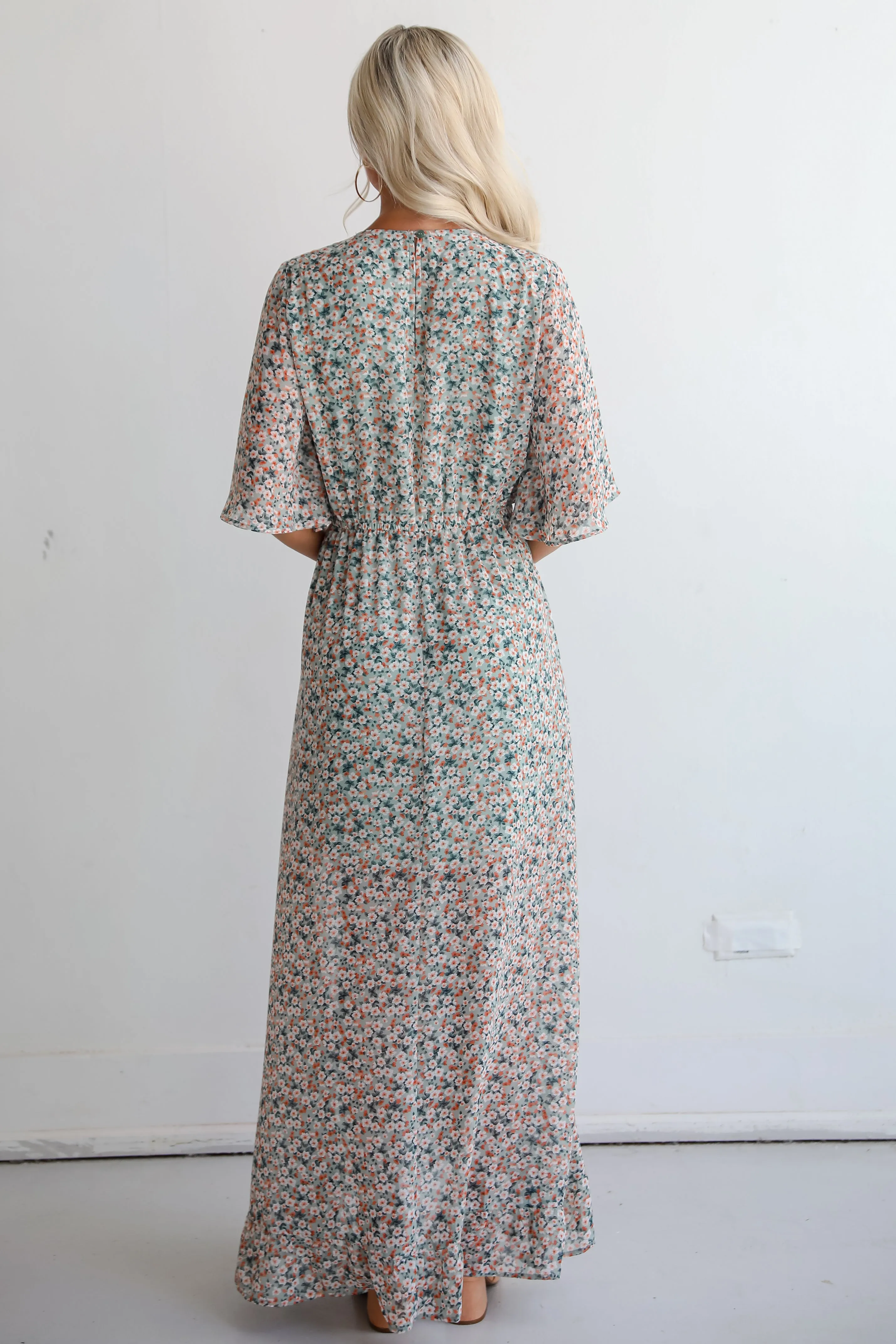 FINAL SALE - Undeniably Gorgeous Sage Floral Maxi Dress