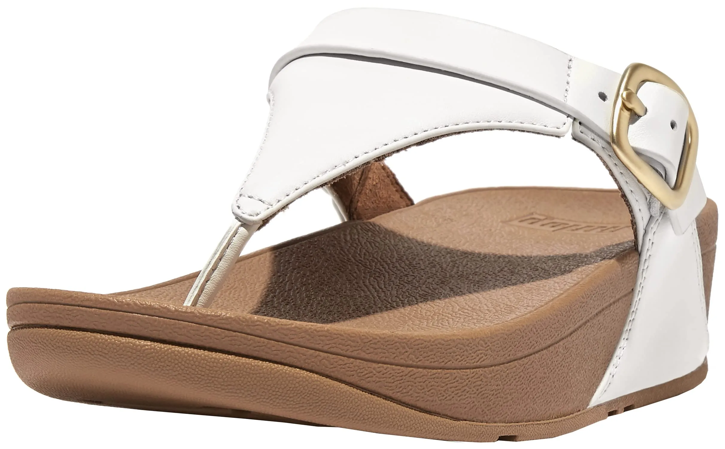 FitFlop ES8194-030 LULU Adjustable Leather Toe-Post Sandals Urban White